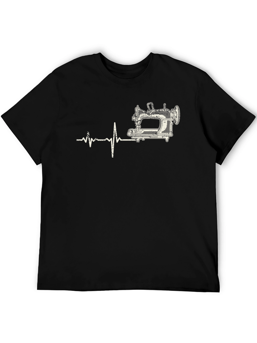 Sewing Machine Heartbeat T-Shirt - Black Cotton