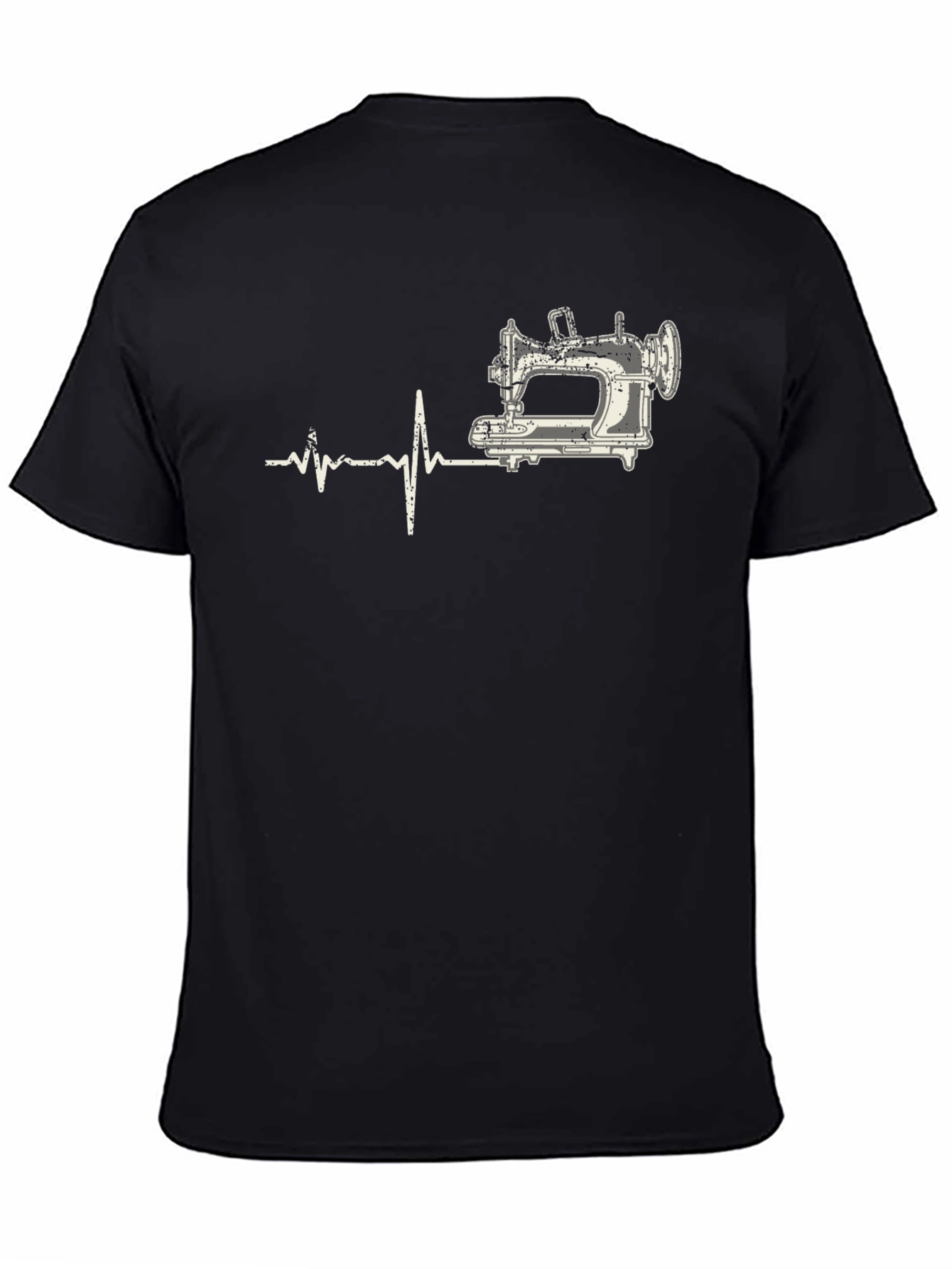 Sewing Machine Heartbeat T-Shirt - Black Cotton