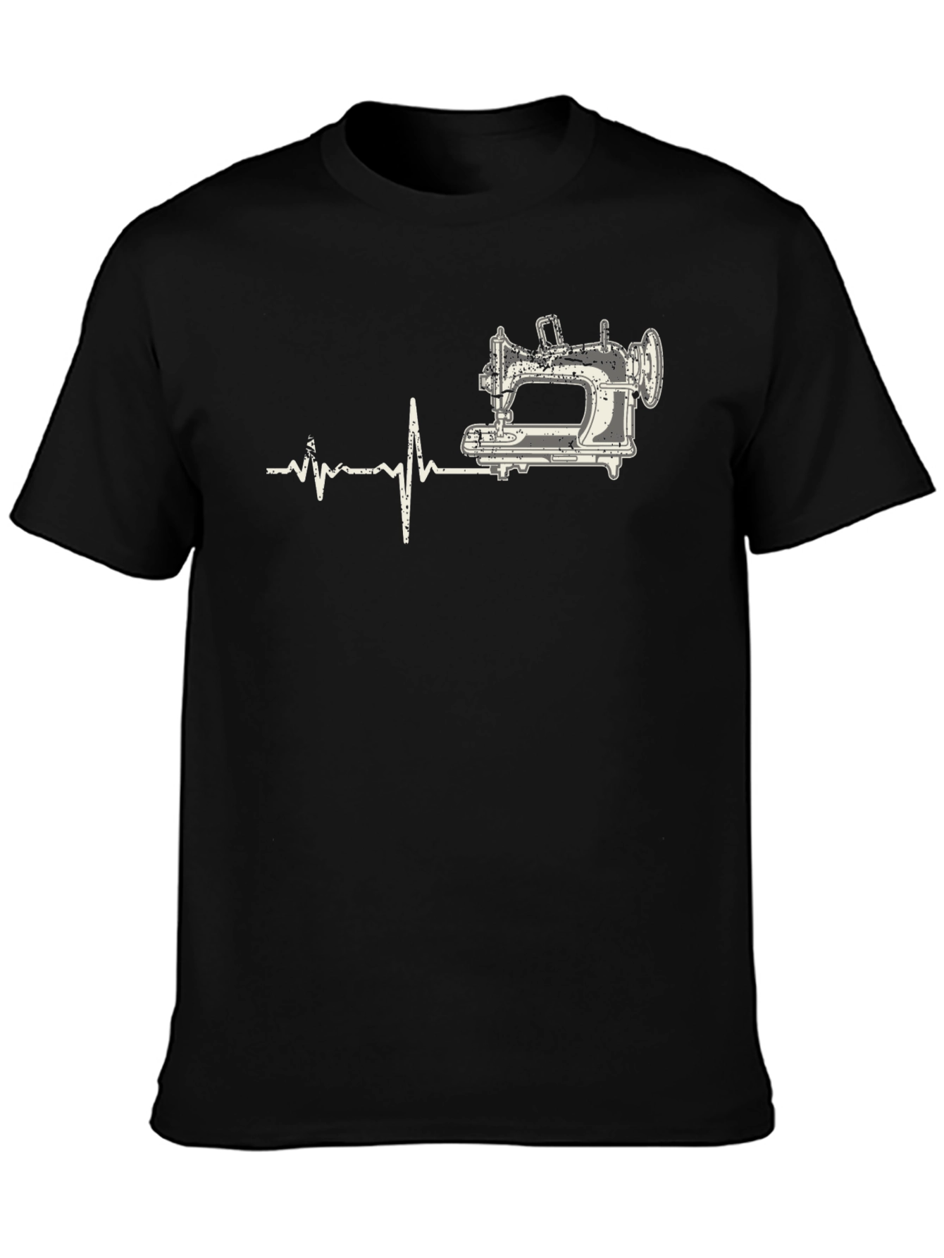 Sewing Machine Heartbeat T-Shirt - Black Cotton