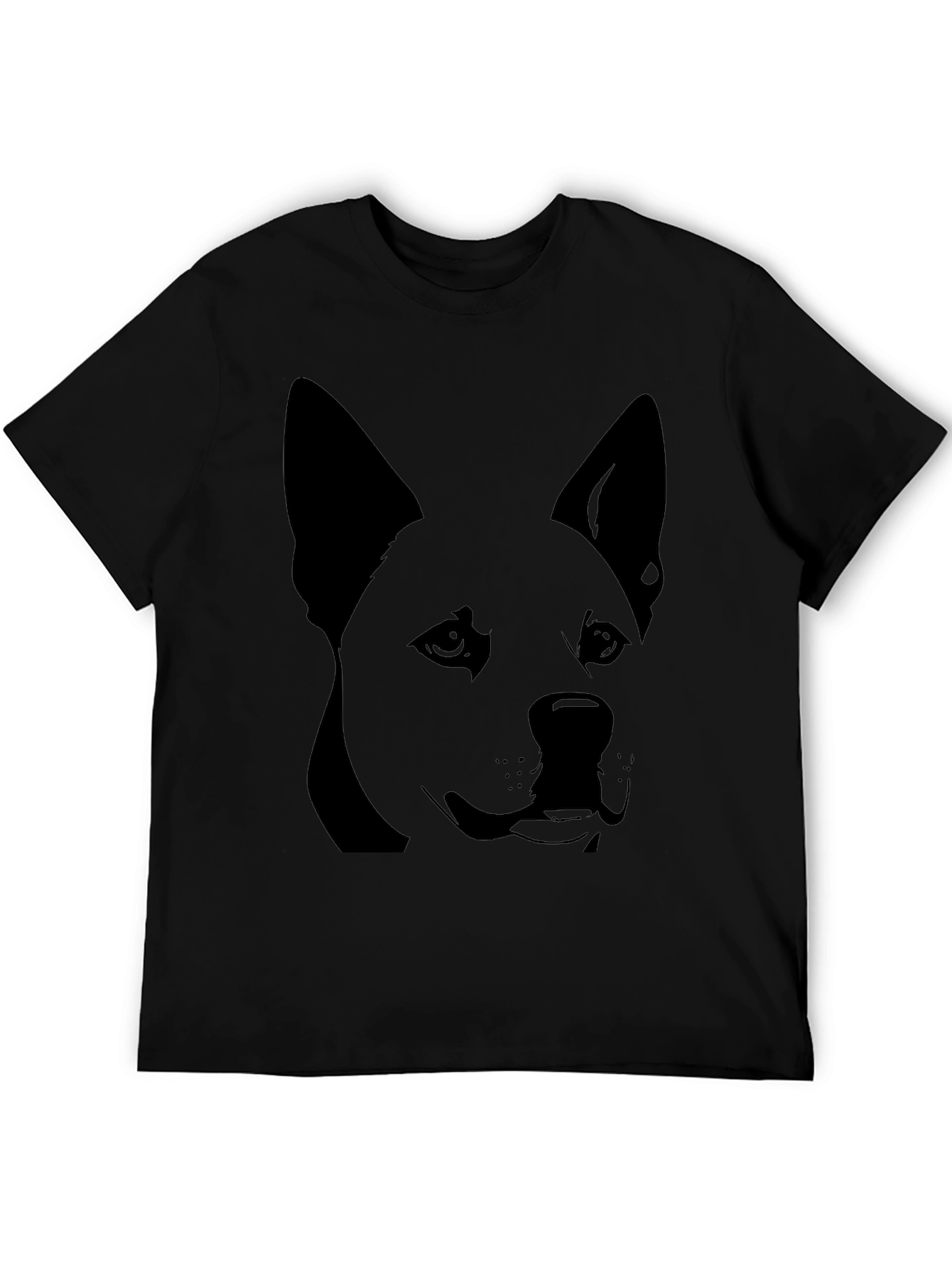 Dog Graphic Tee - Black Cotton T-Shirt