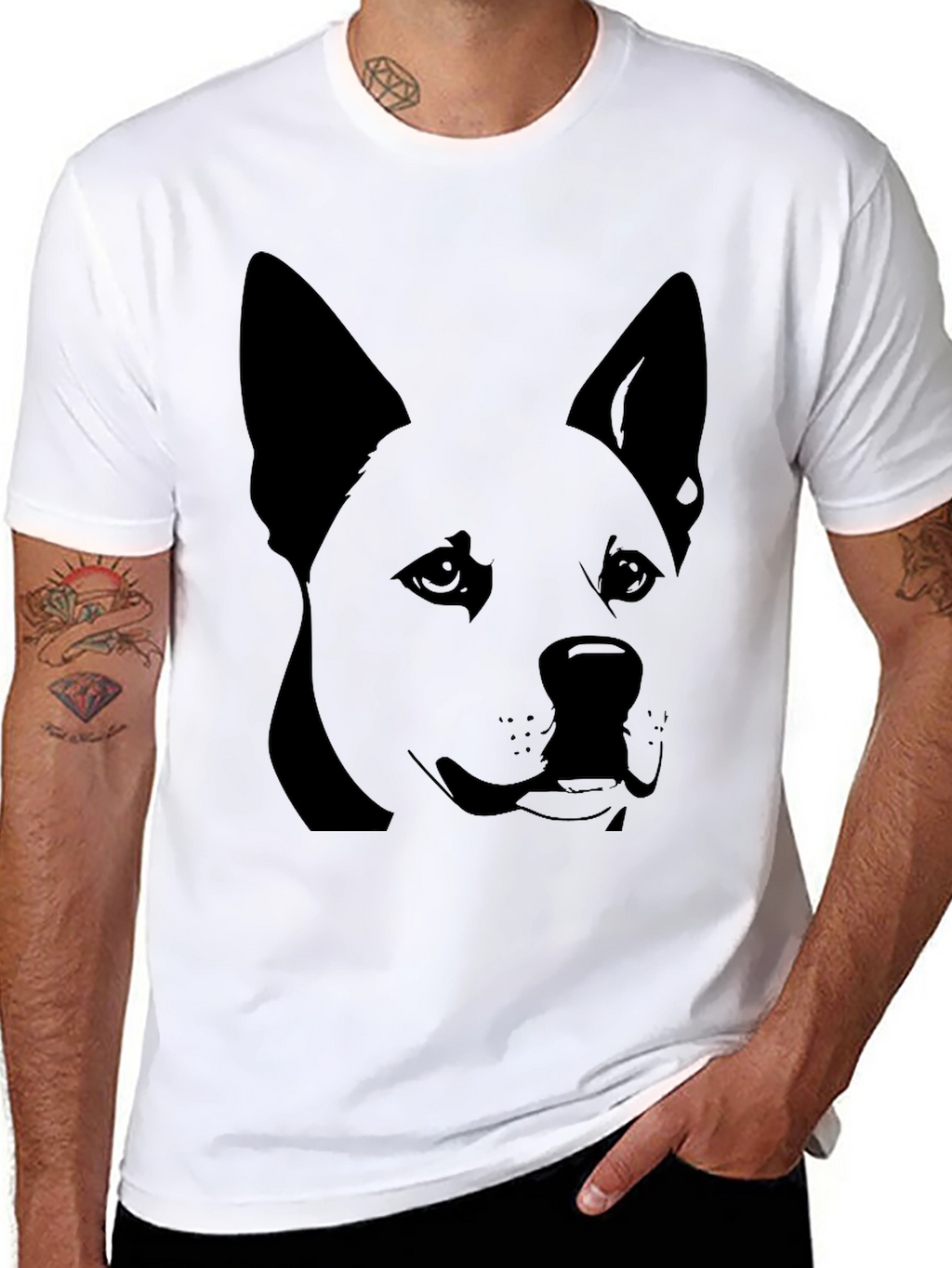 Dog Graphic Tee - Black Cotton T-Shirt