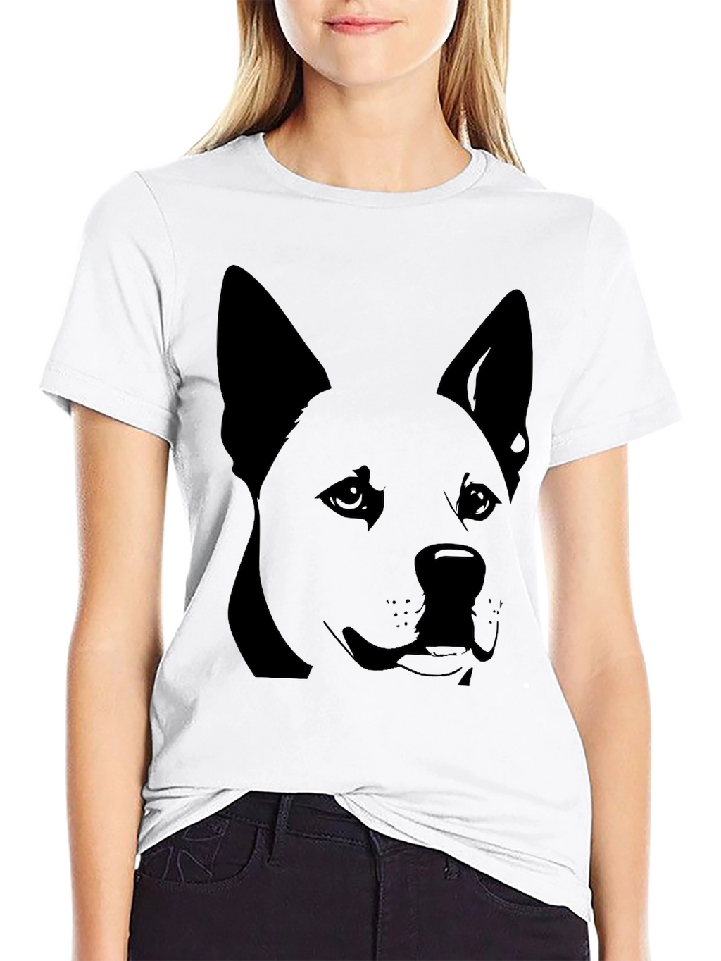Dog Graphic Tee - Black Cotton T-Shirt