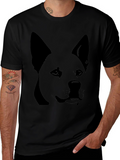 Dog Graphic Tee - Black Cotton T-Shirt
