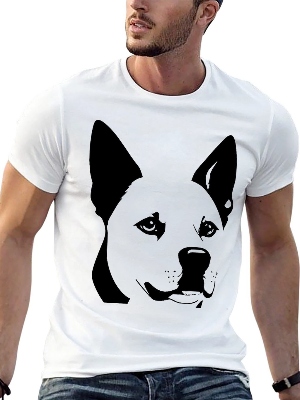 Dog Graphic Tee - Black Cotton T-Shirt
