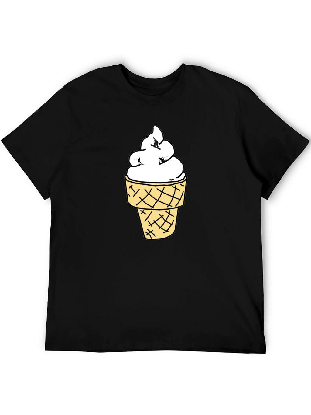 Ice Cream Cone Graphic Black T-Shirt