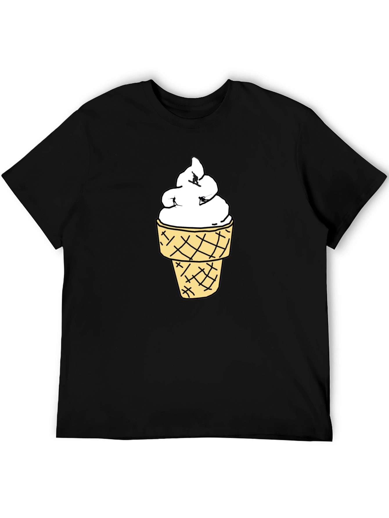 Ice Cream Cone Graphic Black T-Shirt