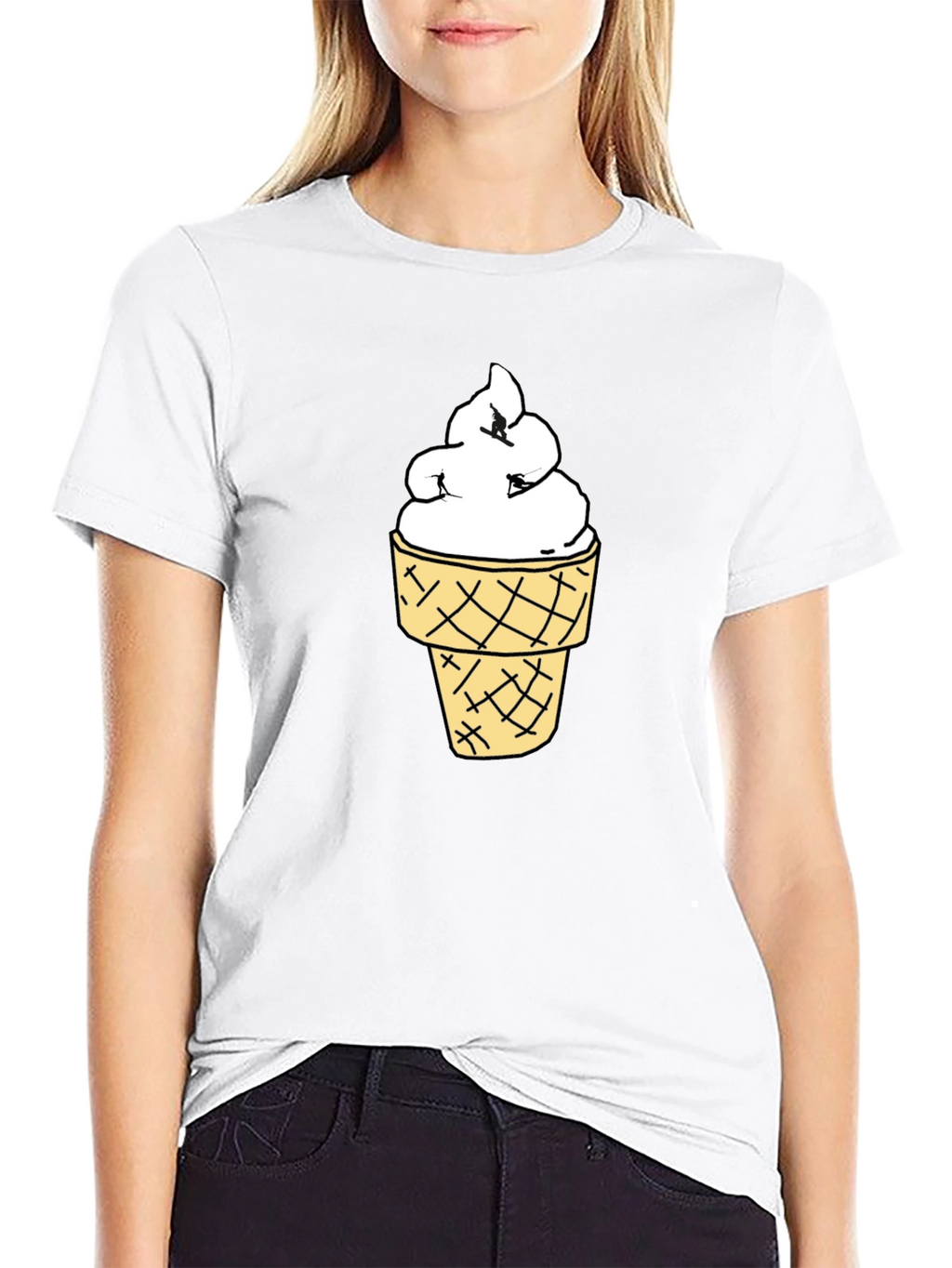 Ice Cream Cone Graphic Black T-Shirt