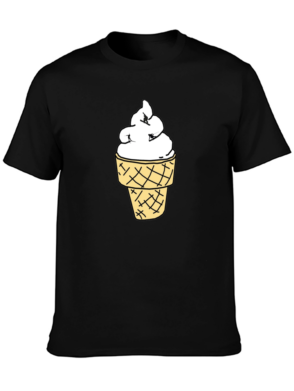 Ice Cream Cone Graphic Black T-Shirt