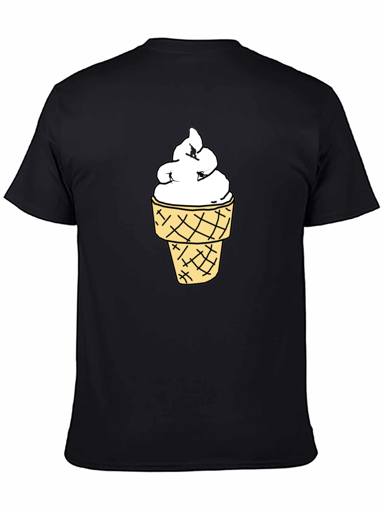 Ice Cream Cone Graphic Black T-Shirt
