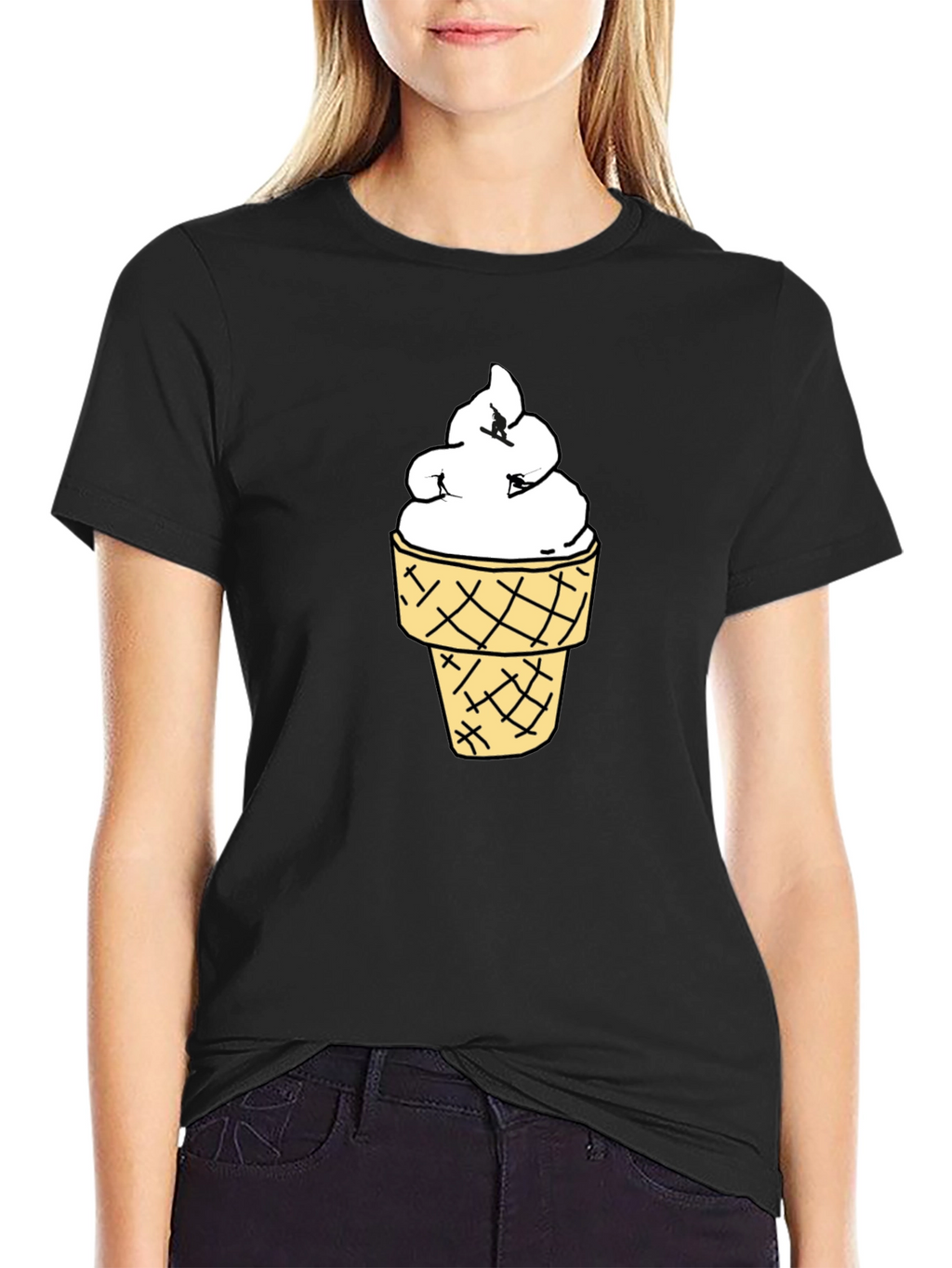 Ice Cream Cone Graphic Black T-Shirt