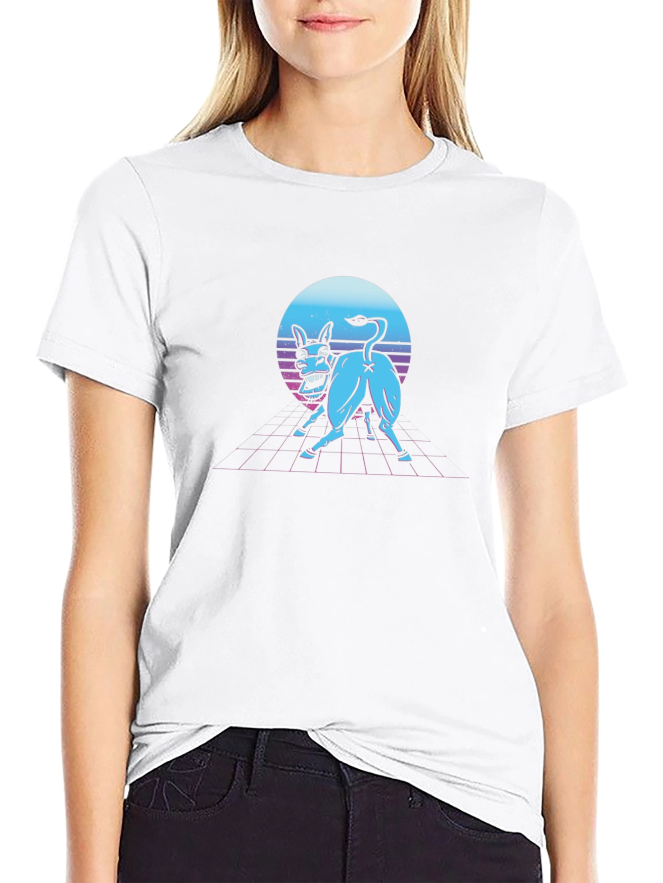 Retro Synthwave Donkey Graphic Tee