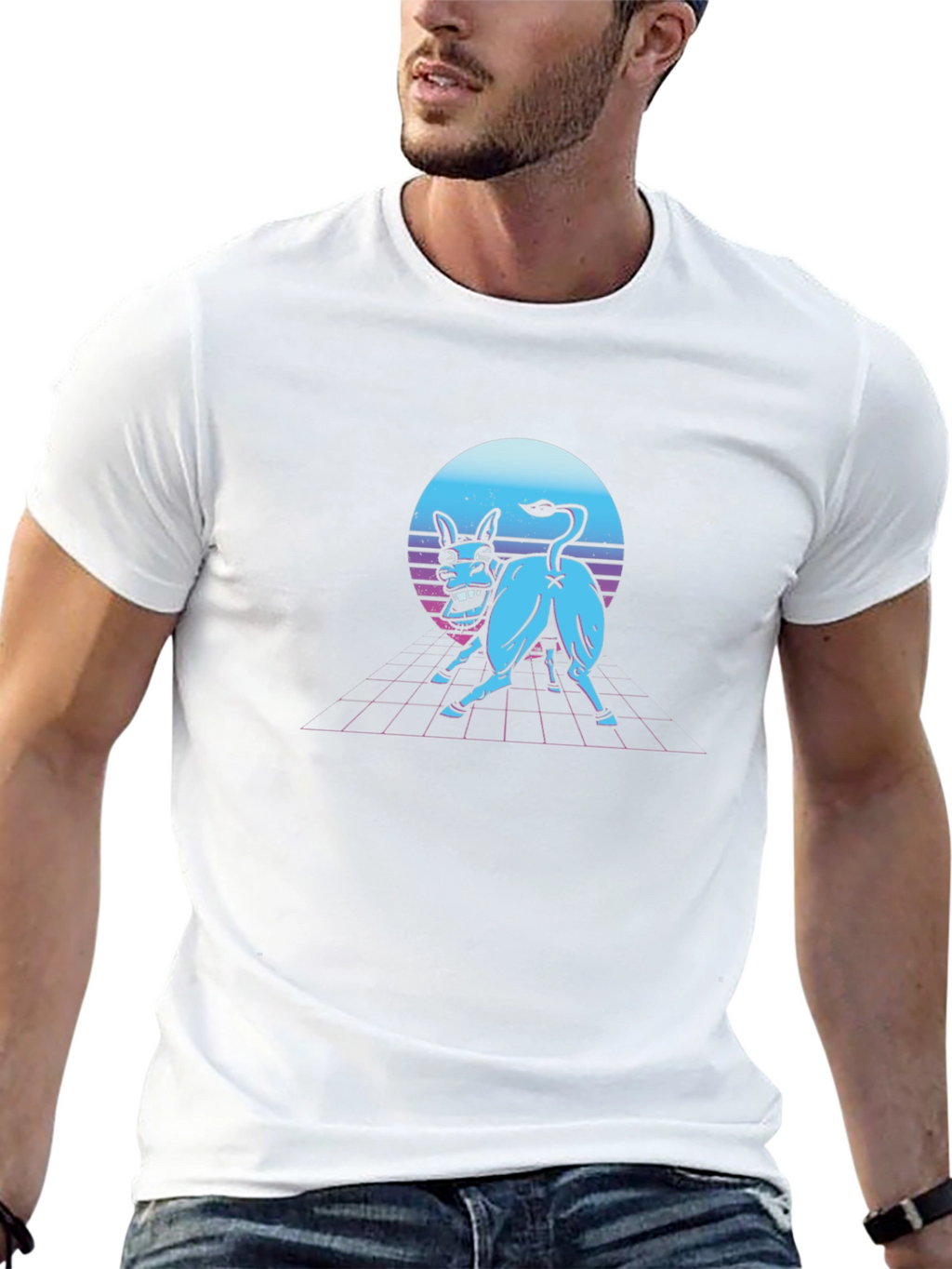 Retro Synthwave Donkey Graphic Tee