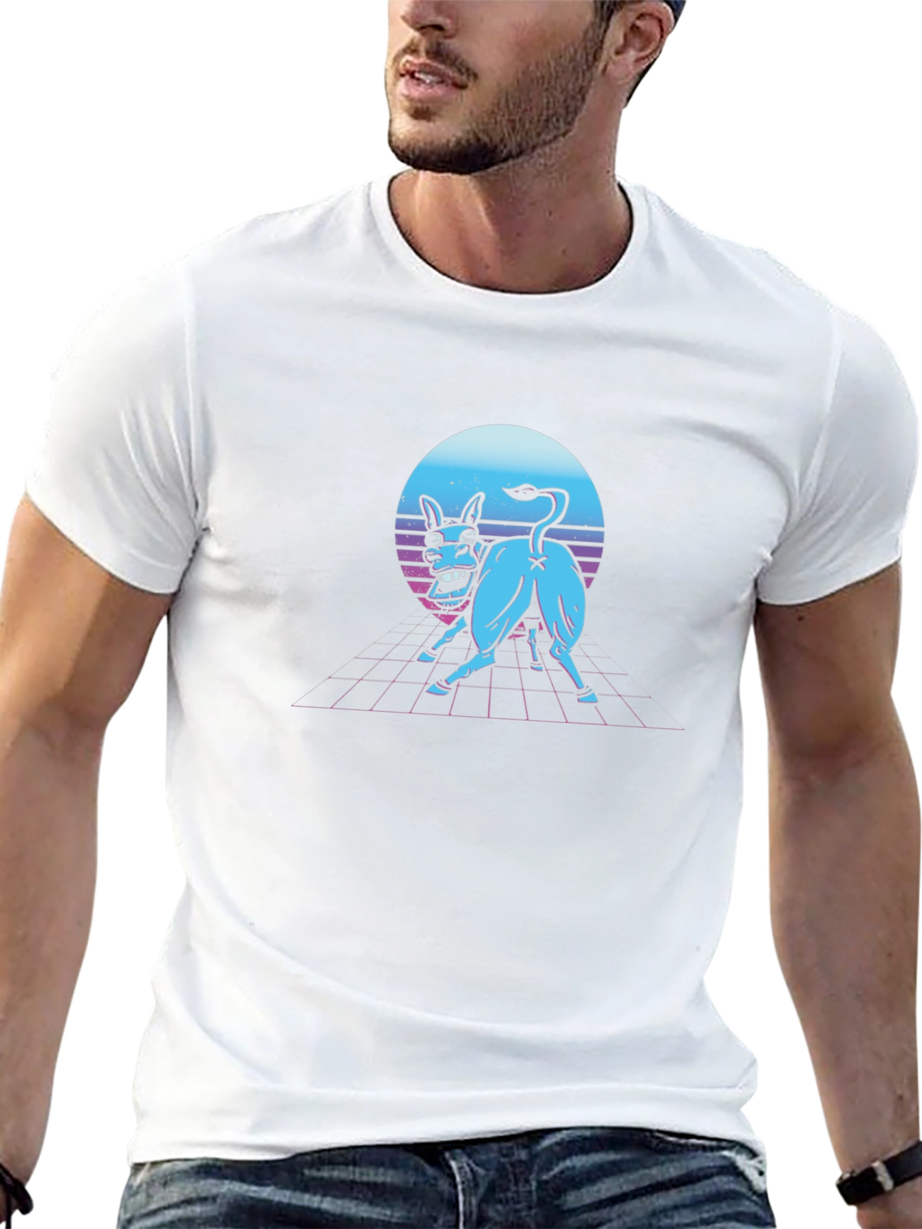 Retro Synthwave Donkey Graphic Tee