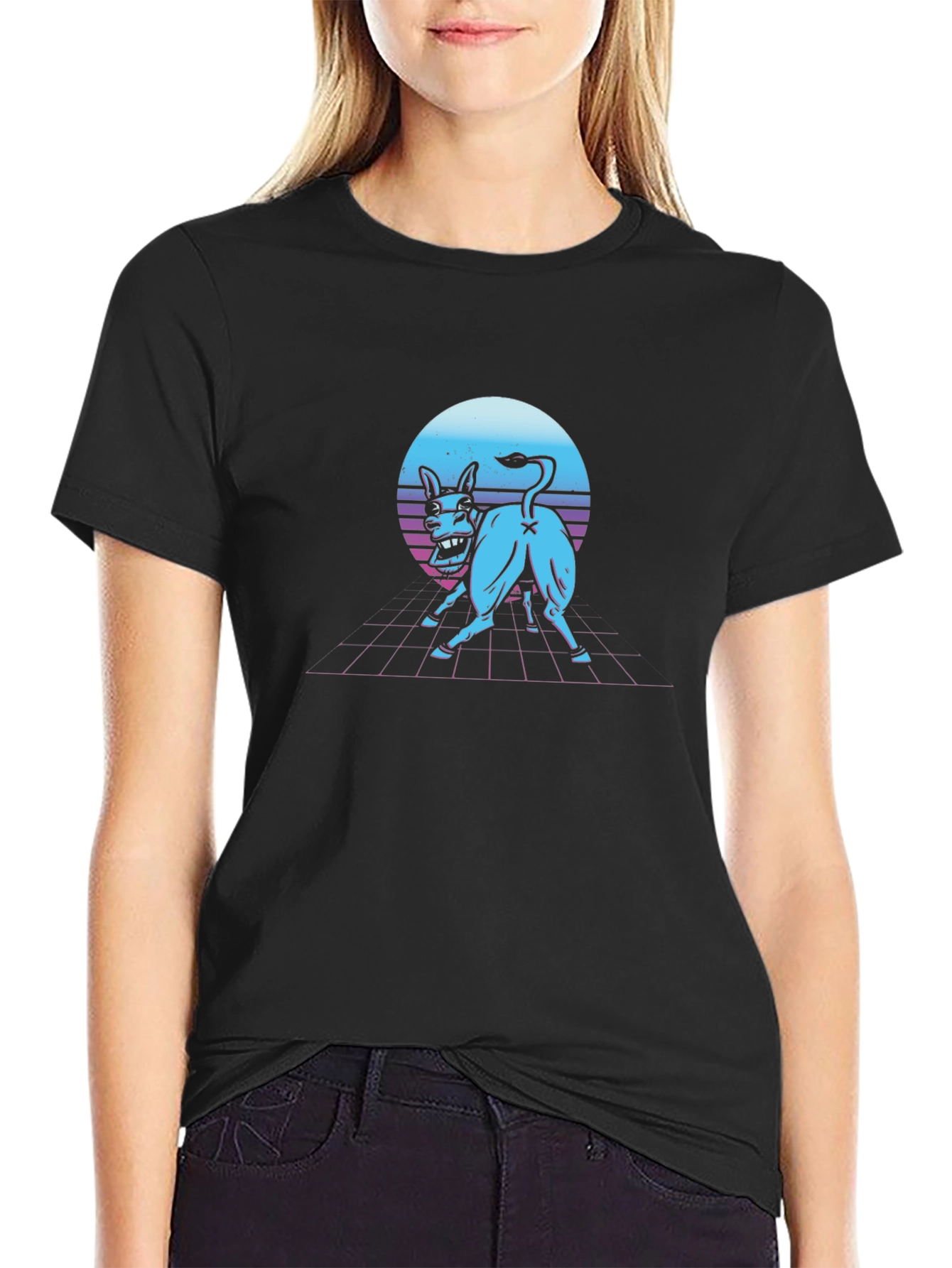 Retro Synthwave Donkey Graphic Tee