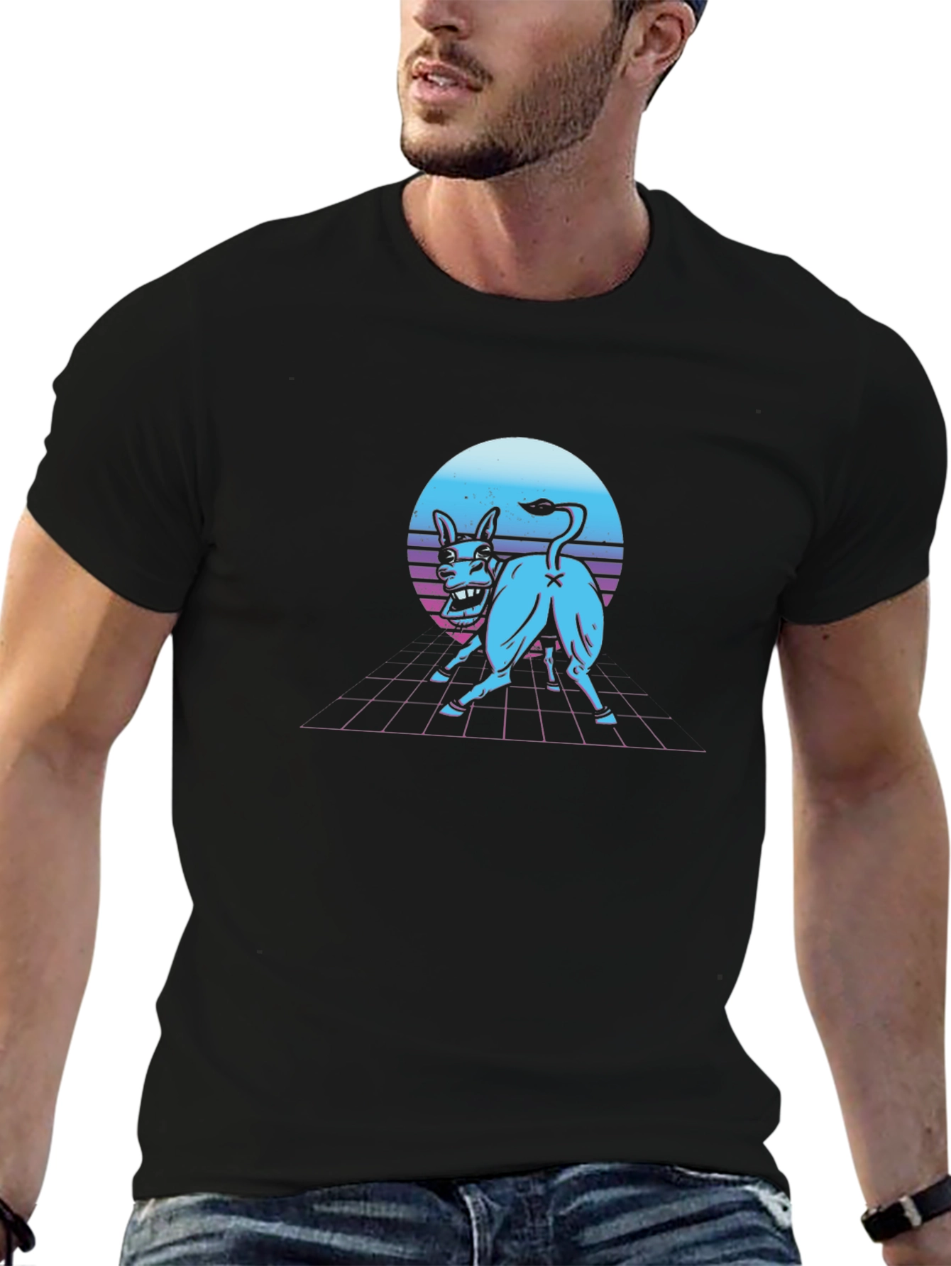 Retro Synthwave Donkey Graphic Tee