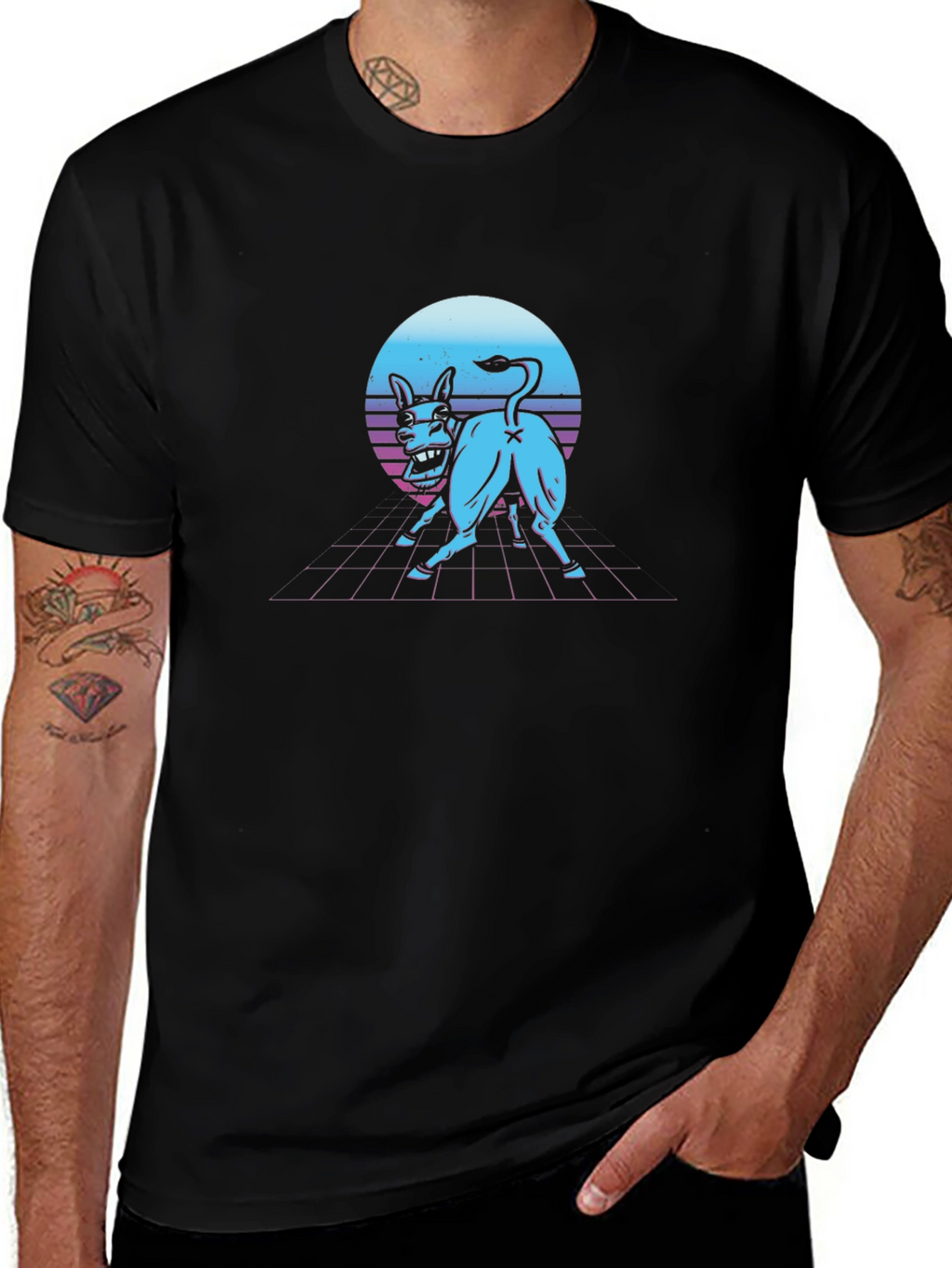 Retro Synthwave Donkey Graphic Tee