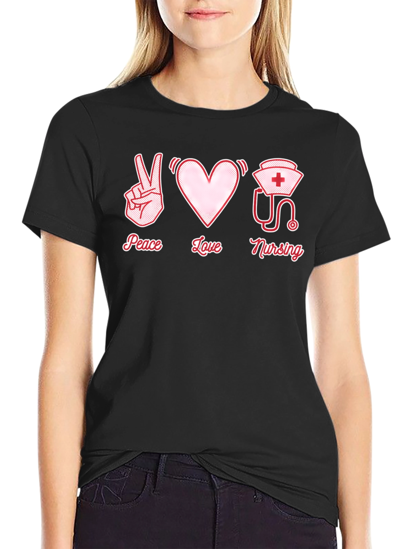 Peace Love Nursing Graphic T-Shirt