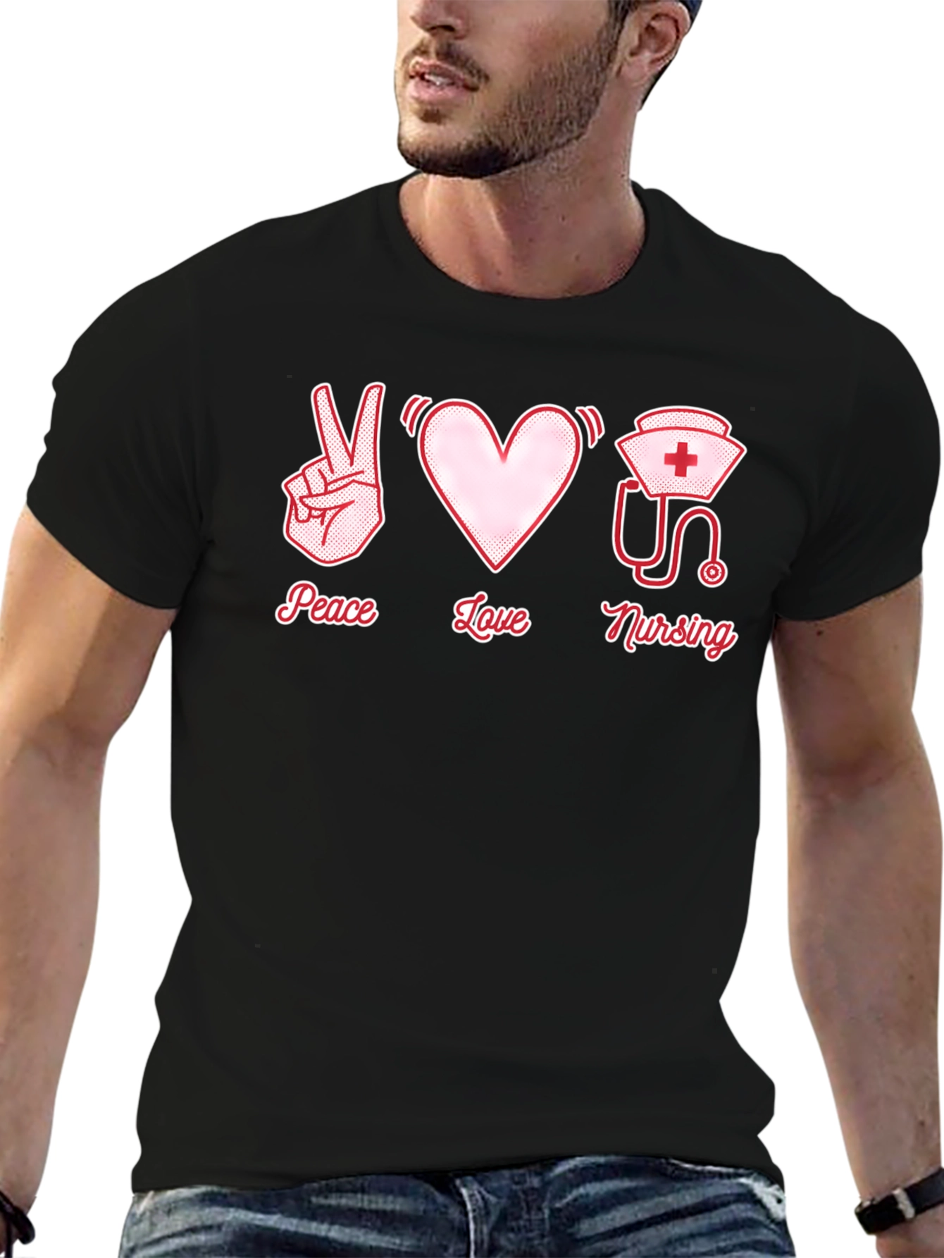 Peace Love Nursing Graphic T-Shirt