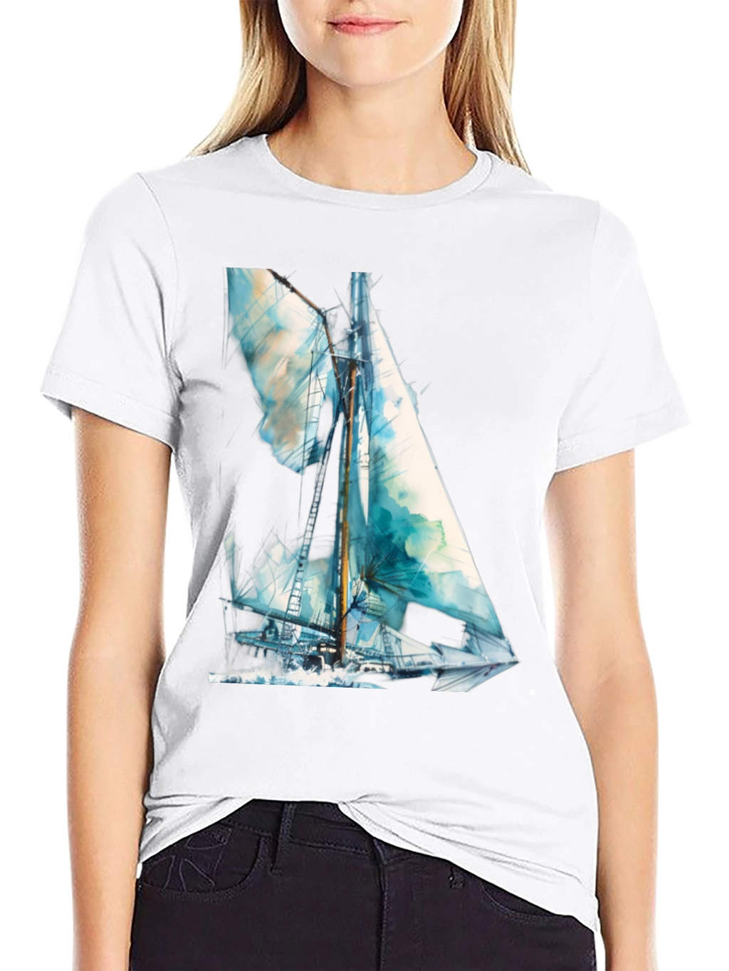 Sailboat Watercolor Graphic T-Shirt
