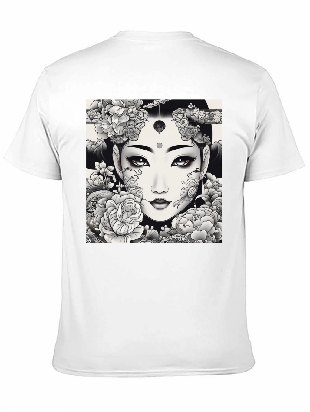 Artistic Floral Woman Graphic Tee - Black