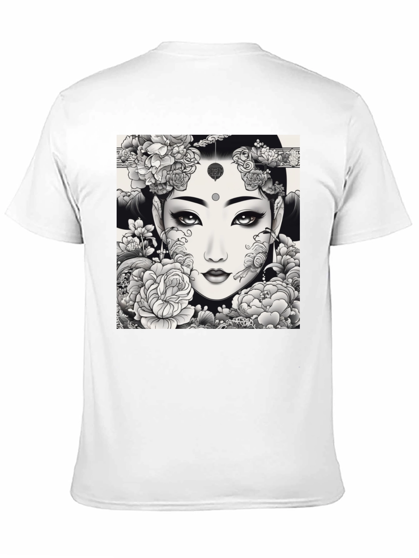 Artistic Floral Woman Graphic Tee - Black