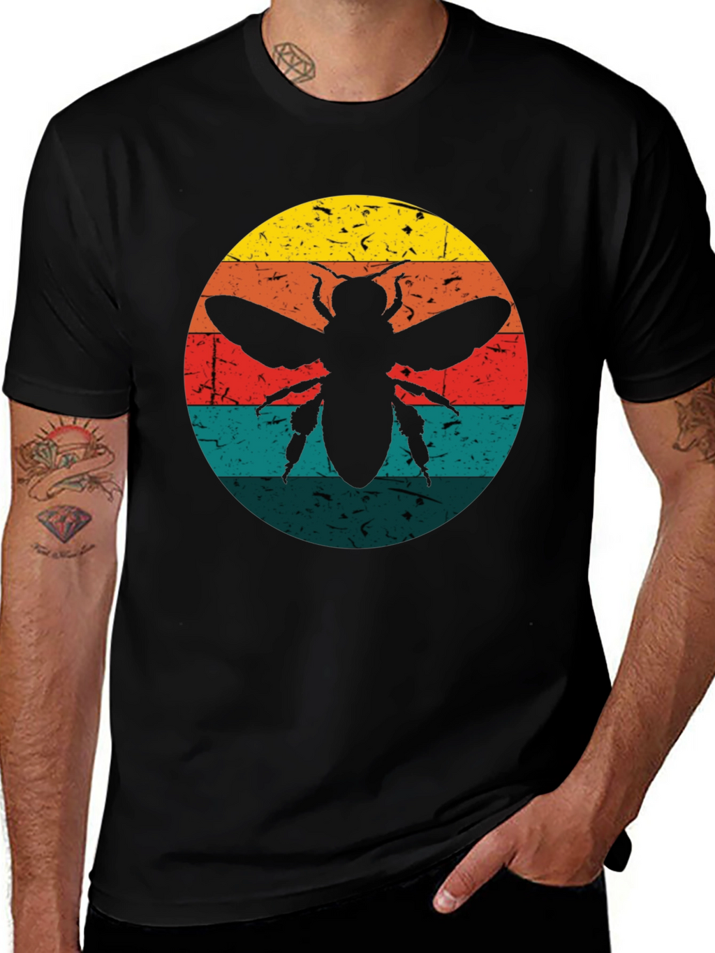 Retro Bee Graphic Tee - Black