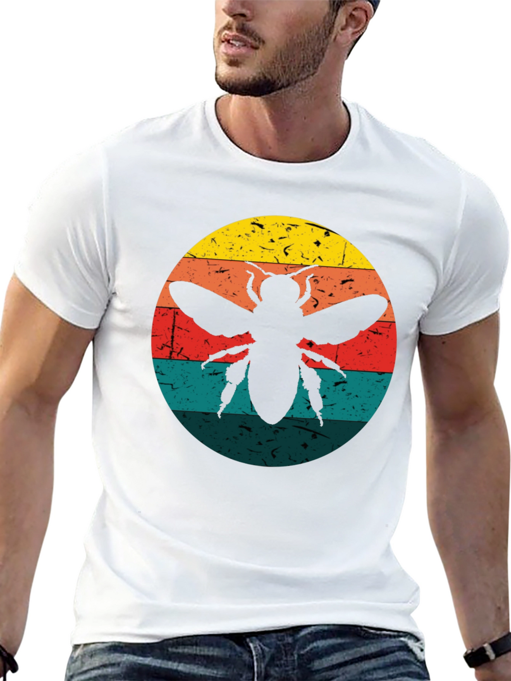 Retro Bee Graphic Tee - Black