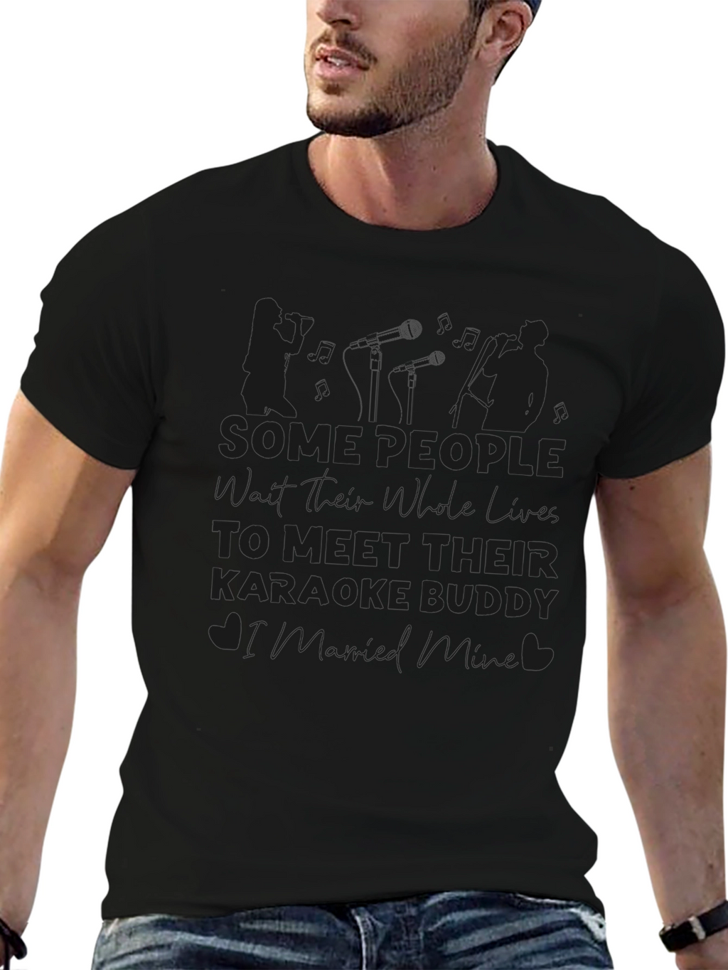 Karaoke Buddy T-Shirt Black Graphic Tee