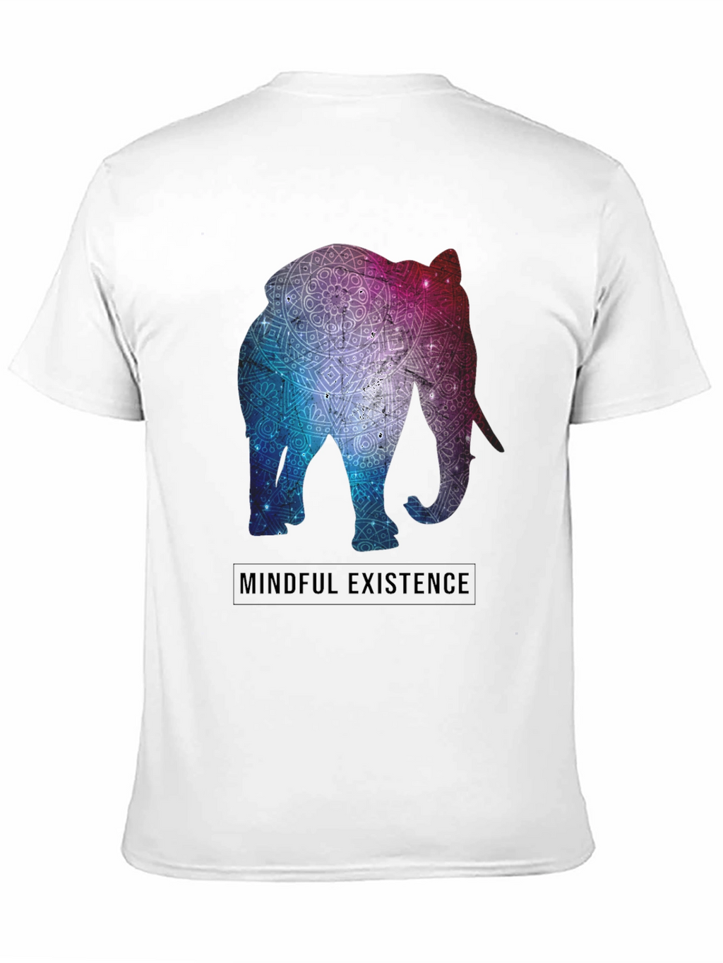 Mindful Existence Elephant Mandala Black T-Shirt