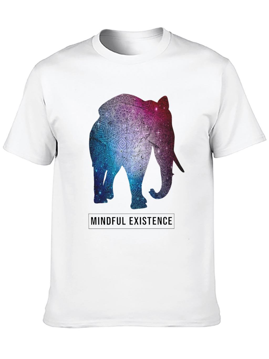 Mindful Existence Elephant Mandala Black T-Shirt