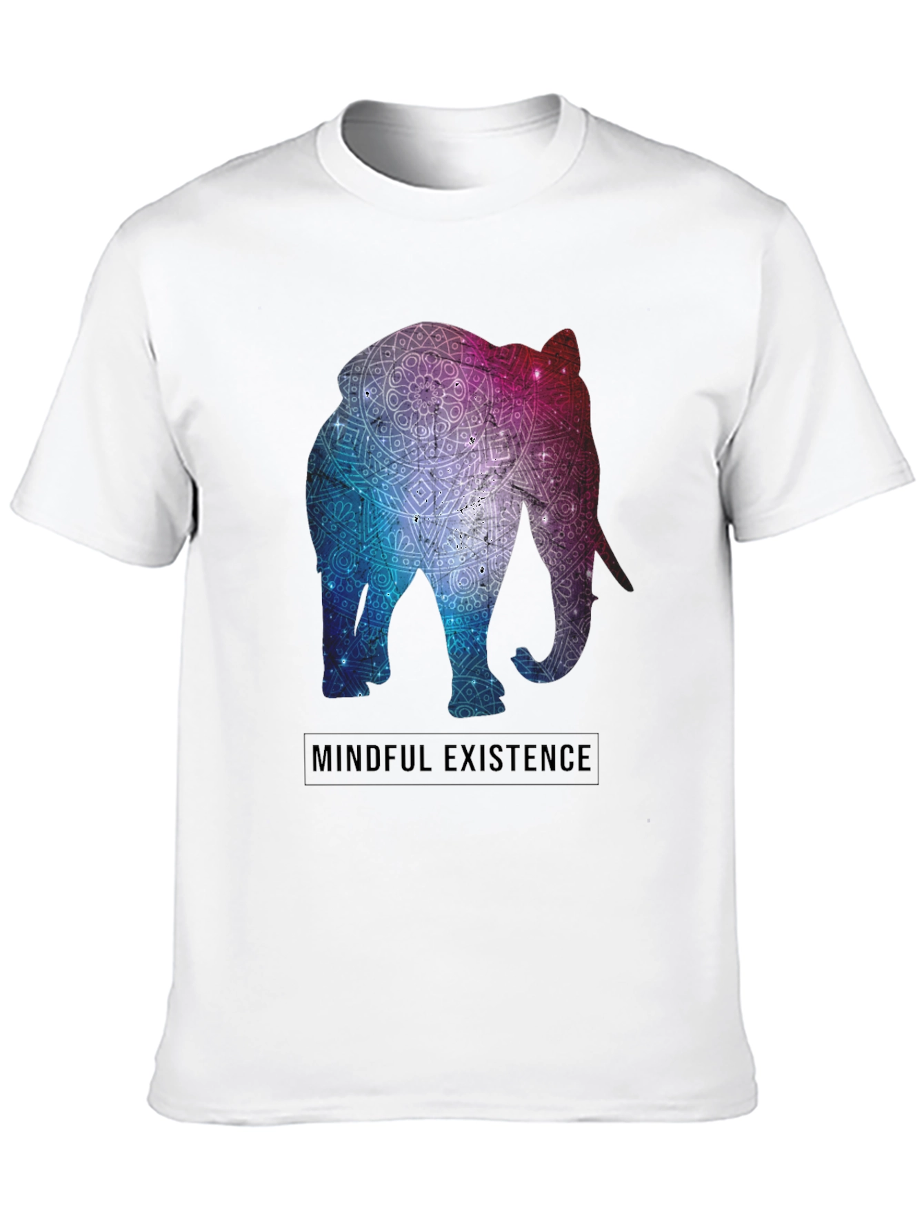 Mindful Existence Elephant Mandala Black T-Shirt