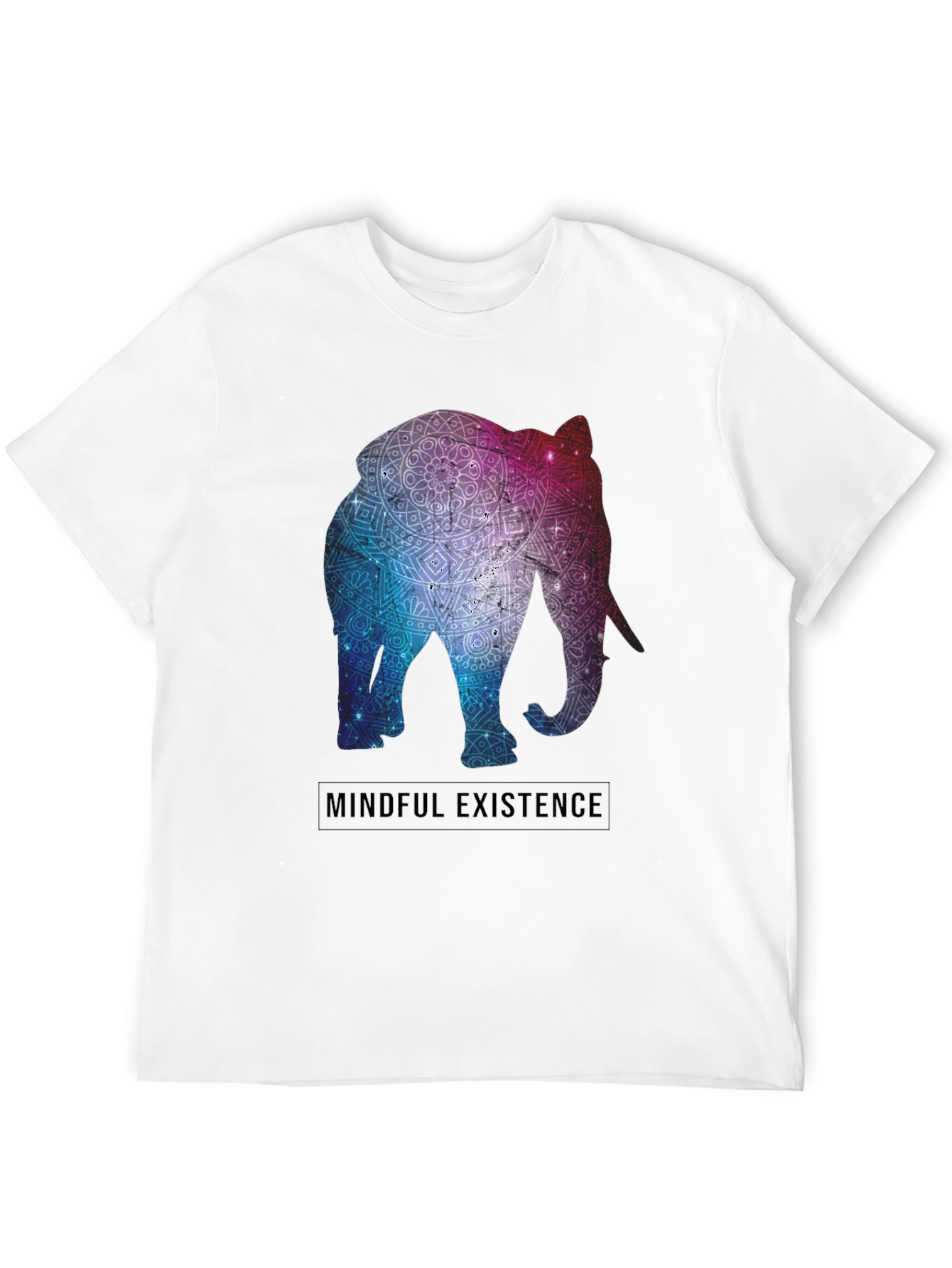 Mindful Existence Elephant Mandala Black T-Shirt