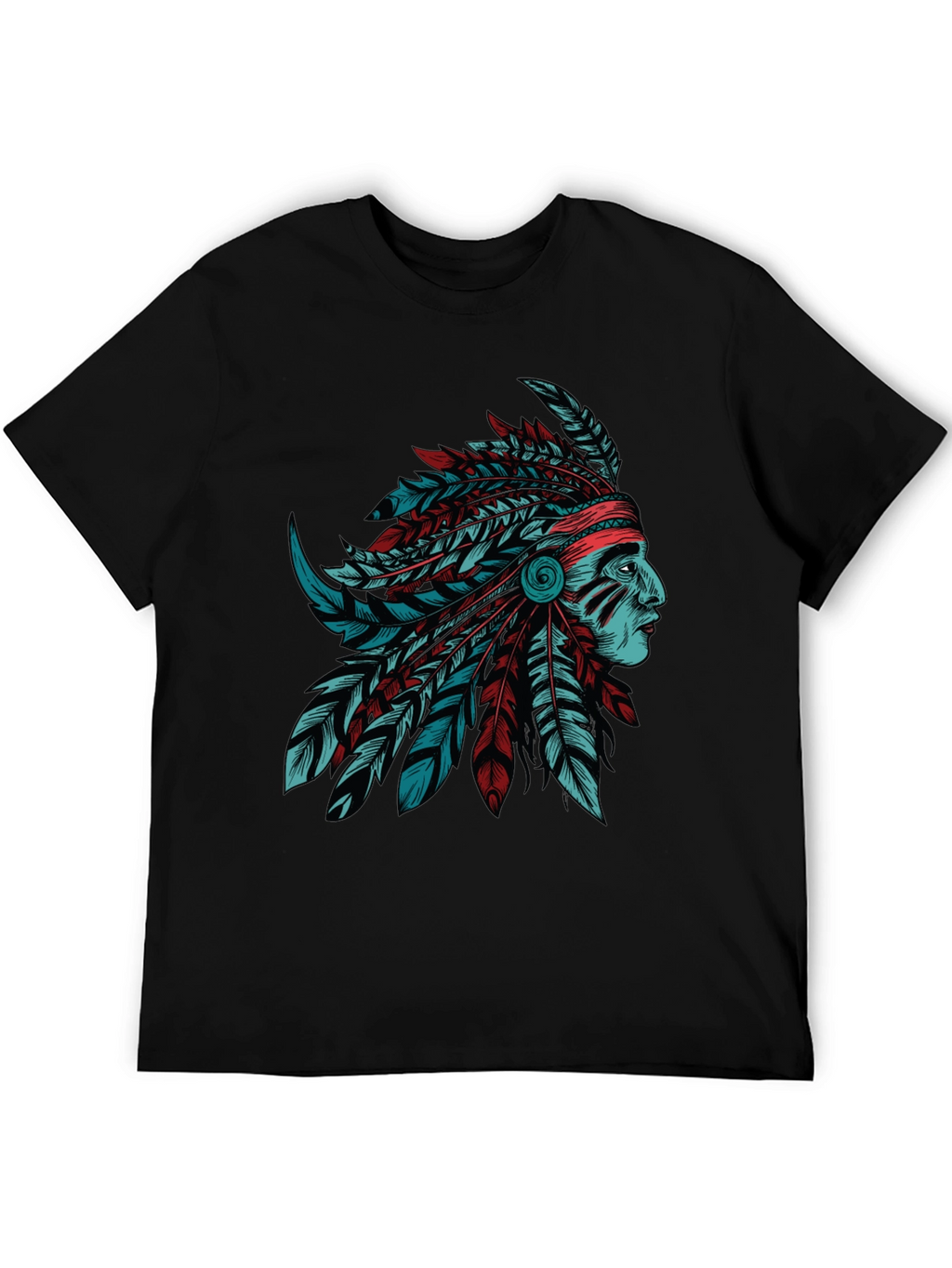 Native American Chief Graphic Tee - Stylish Black T-Shirt