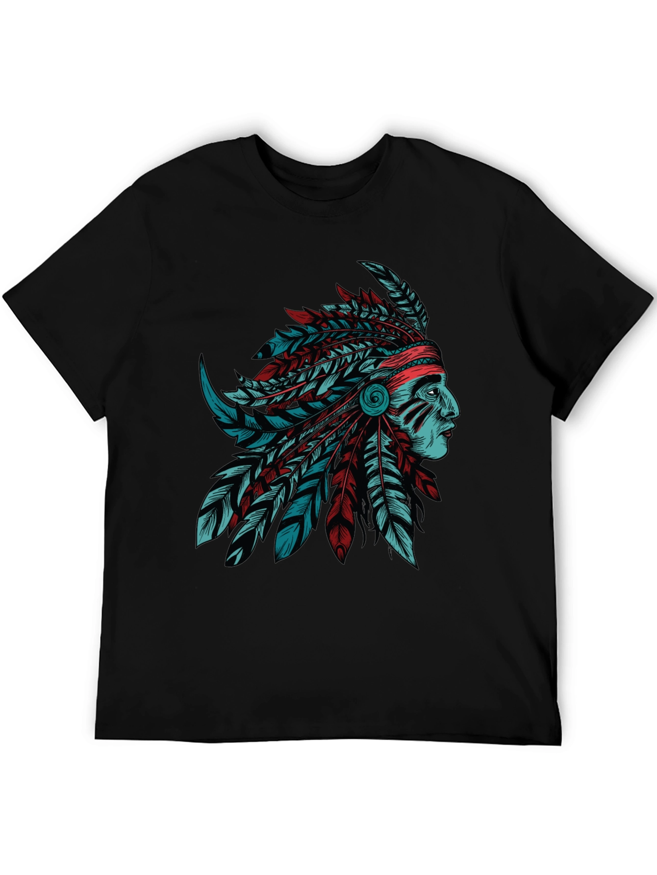 Native American Chief Graphic Tee - Stylish Black T-Shirt