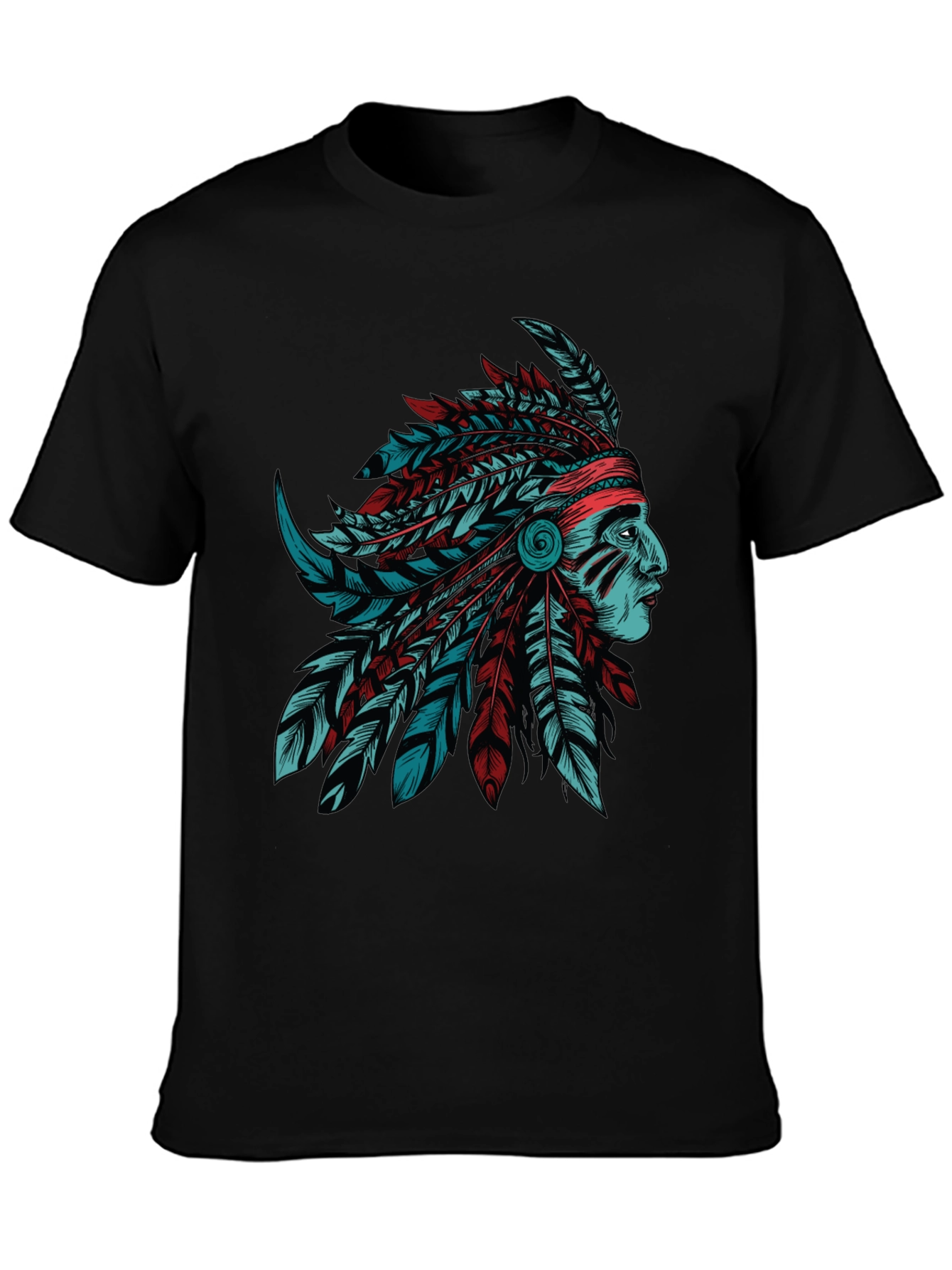 Native American Chief Graphic Tee - Stylish Black T-Shirt