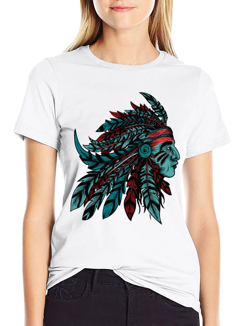 Native American Chief Graphic Tee - Stylish Black T-Shirt