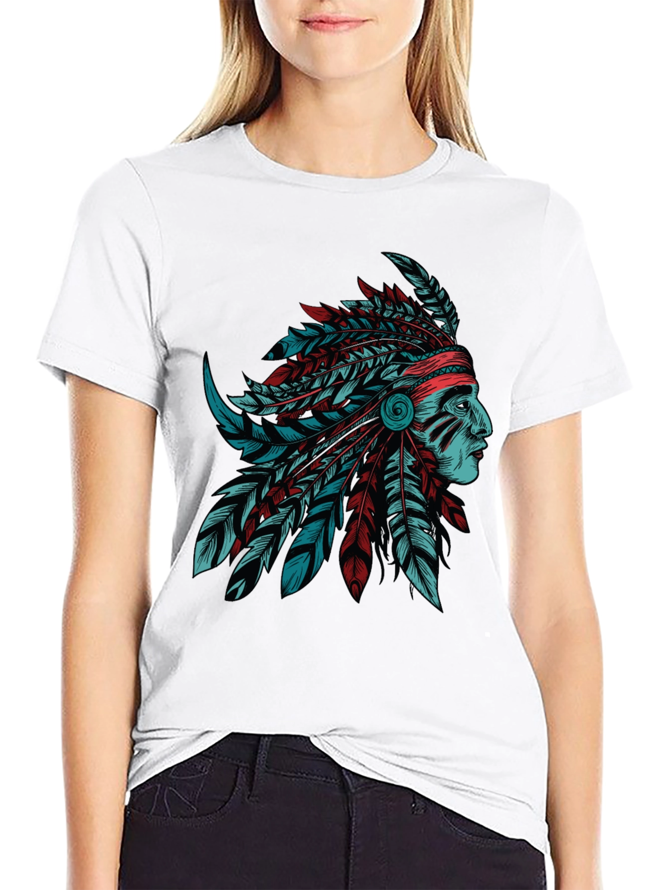 Native American Chief Graphic Tee - Stylish Black T-Shirt