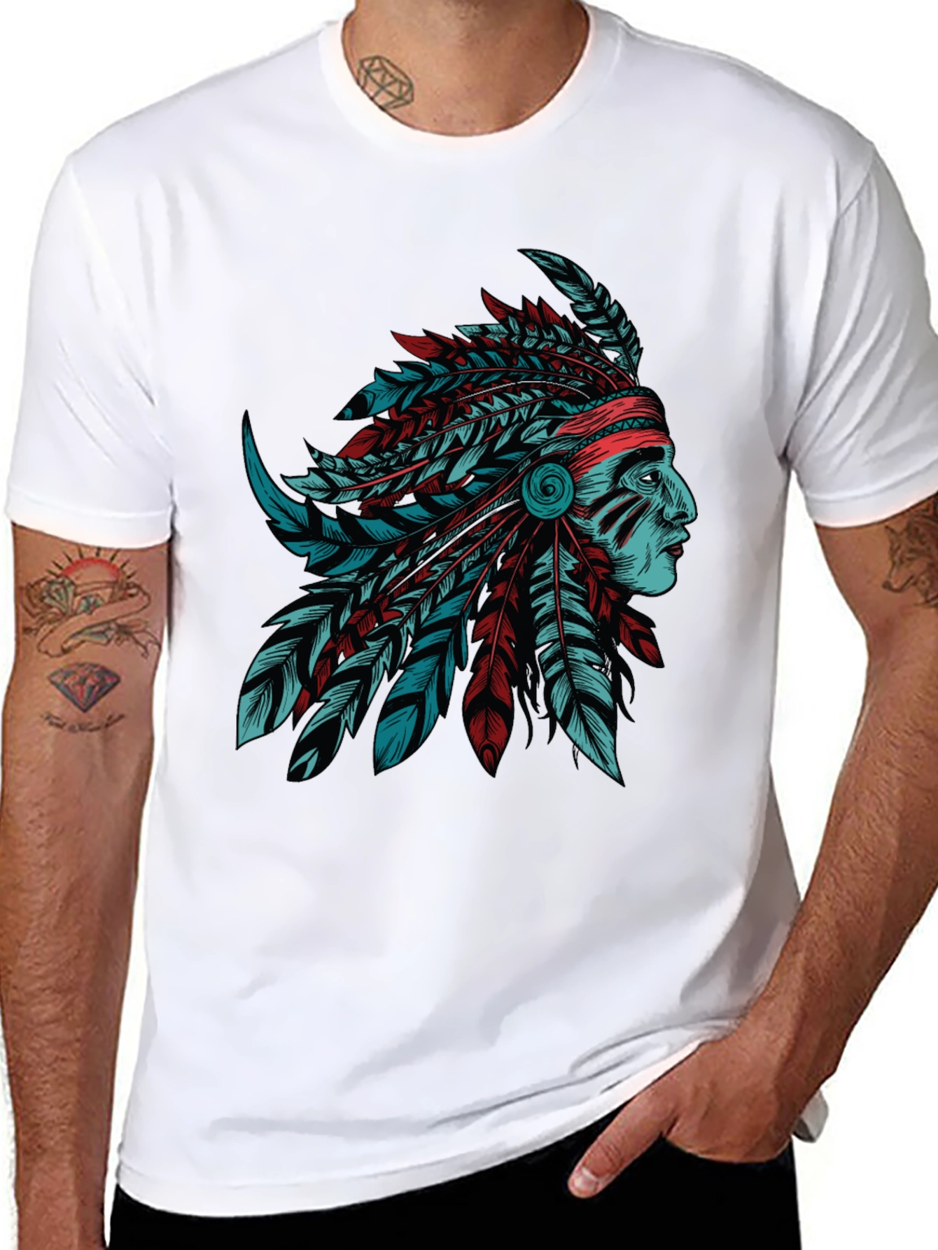 Native American Chief Graphic Tee - Stylish Black T-Shirt