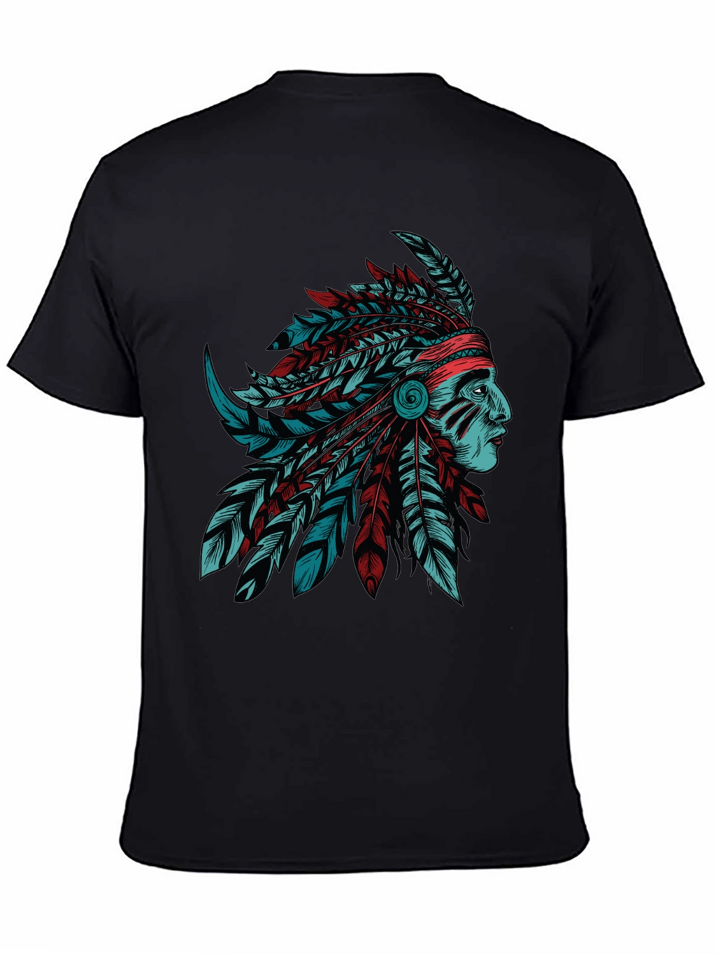 Native American Chief Graphic Tee - Stylish Black T-Shirt