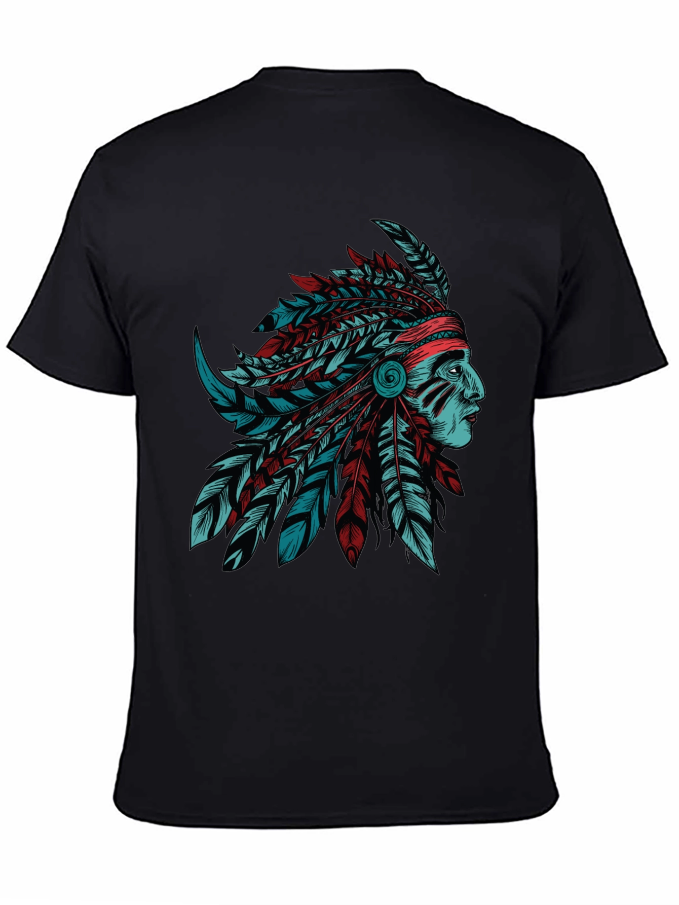 Native American Chief Graphic Tee - Stylish Black T-Shirt