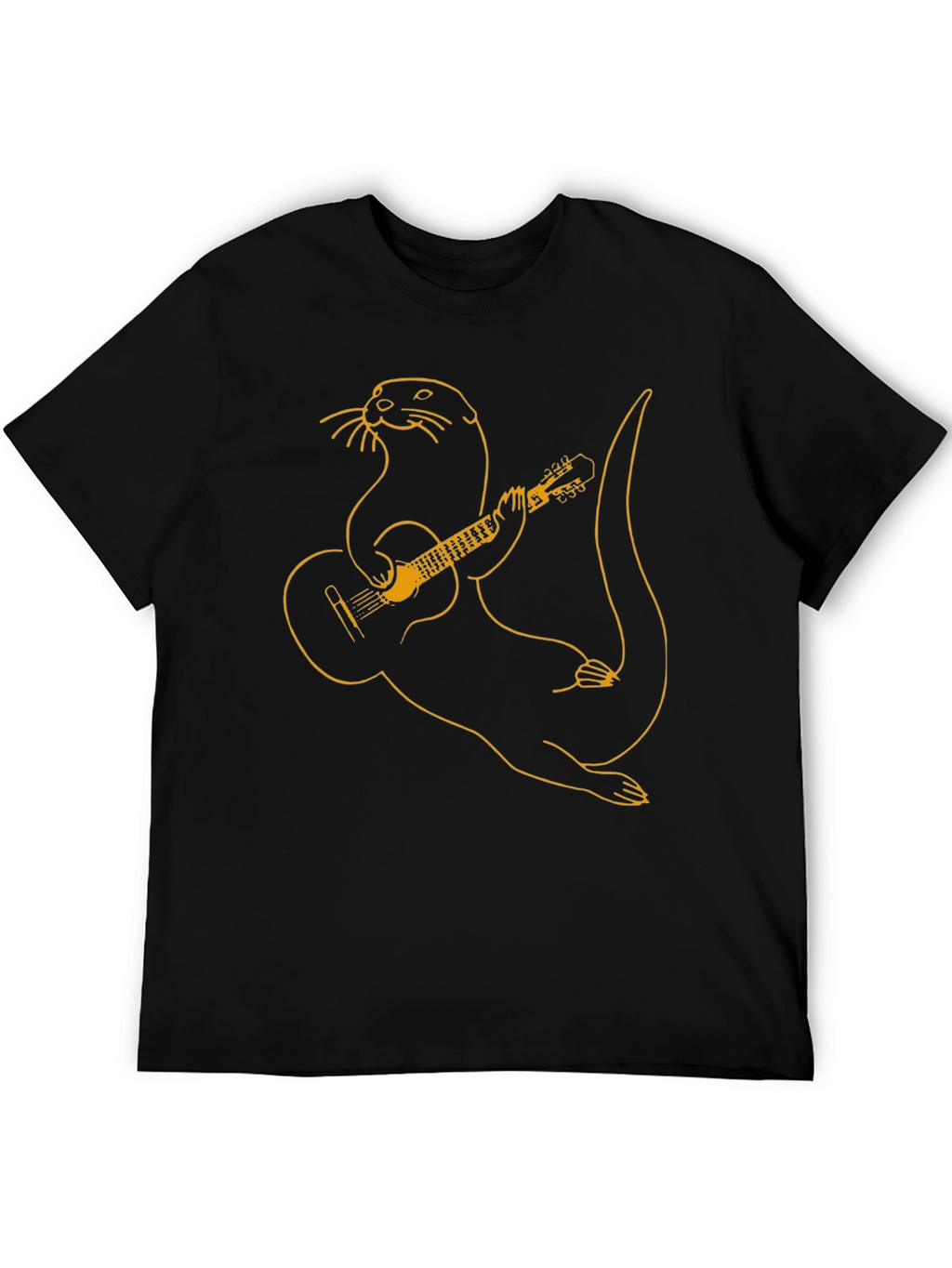 Otter Playing Guitar Graphic Tee - Black T-Shirt