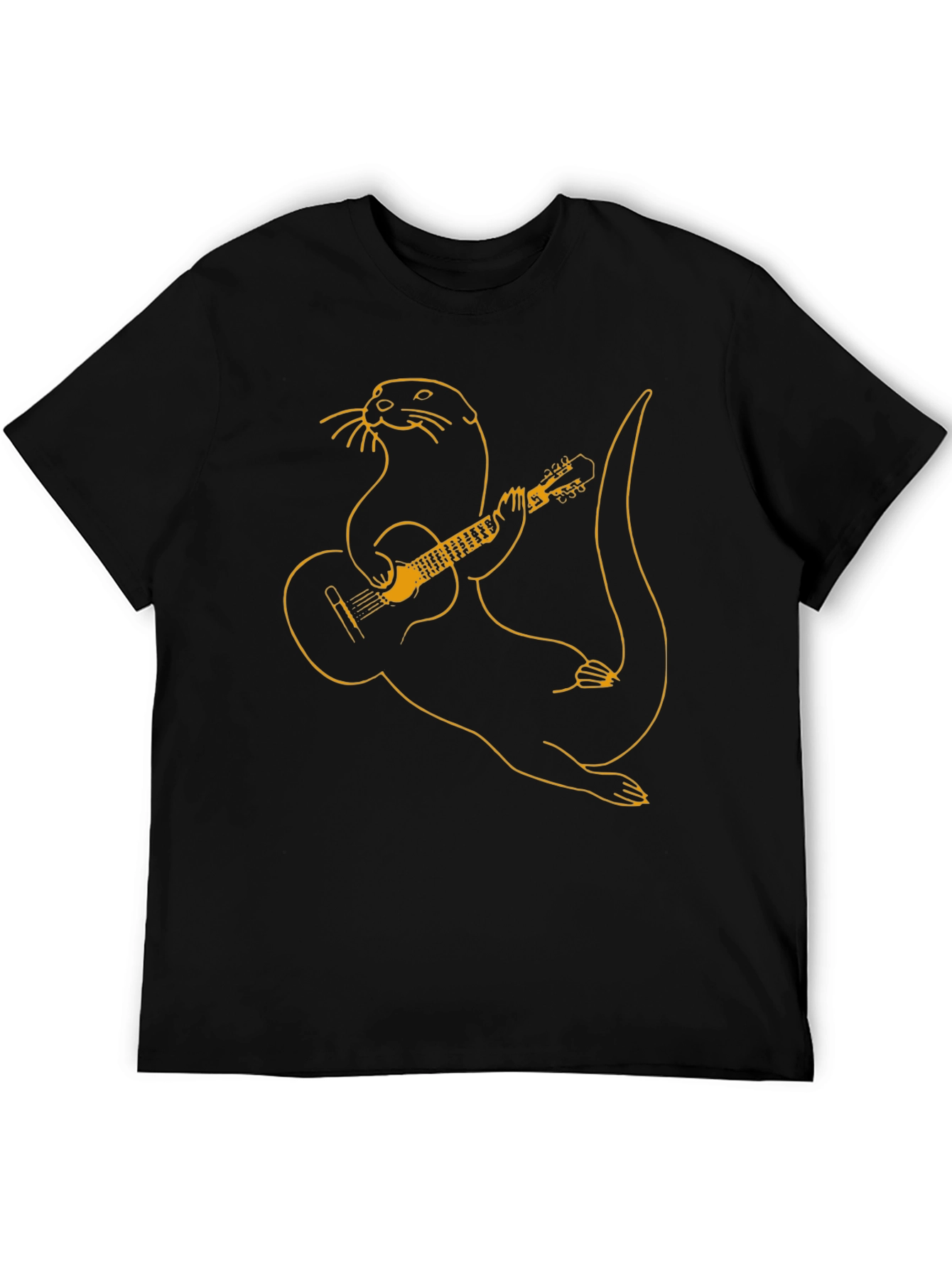 Otter Playing Guitar Graphic Tee - Black T-Shirt