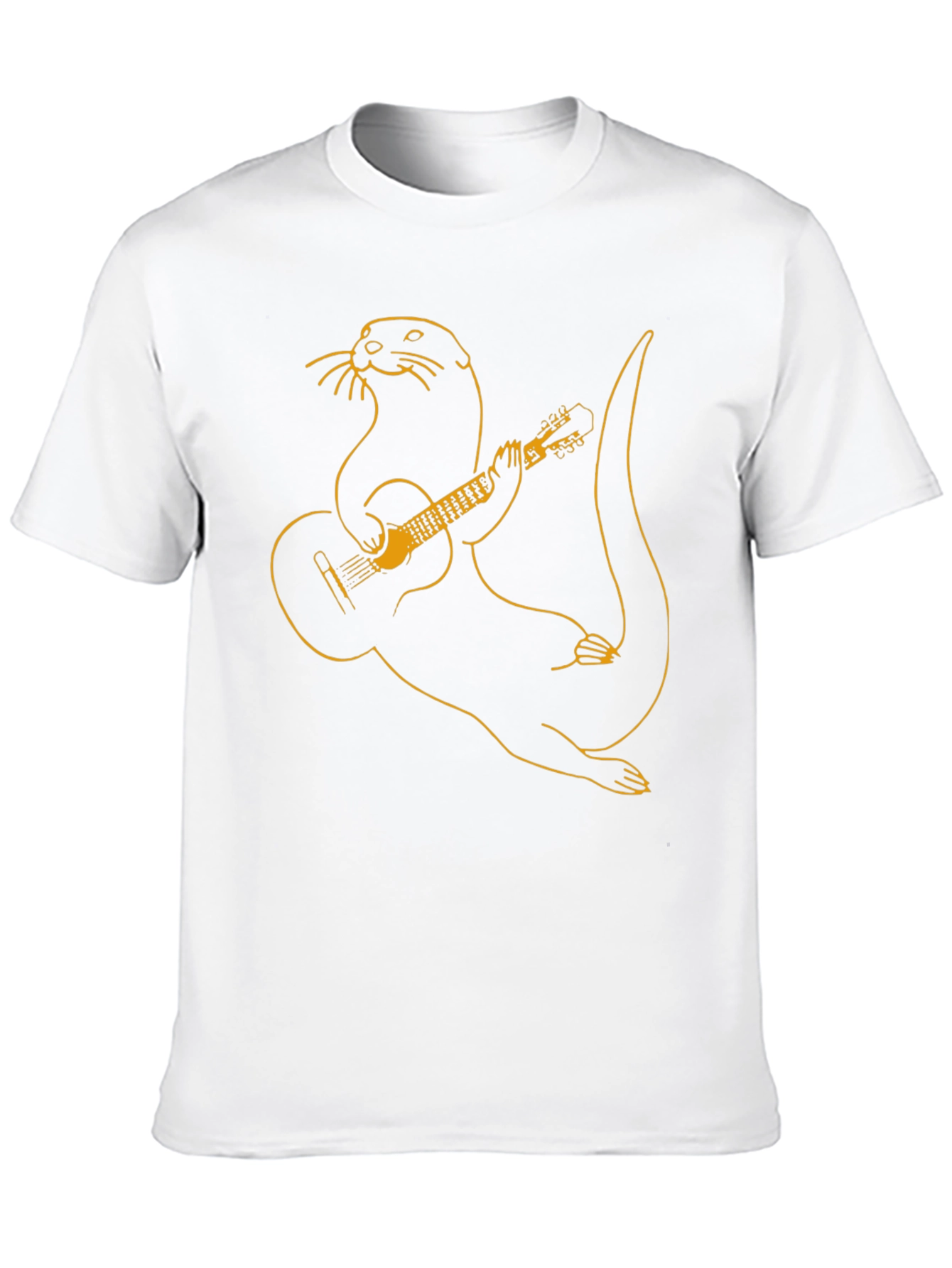 Otter Playing Guitar Graphic Tee - Black T-Shirt