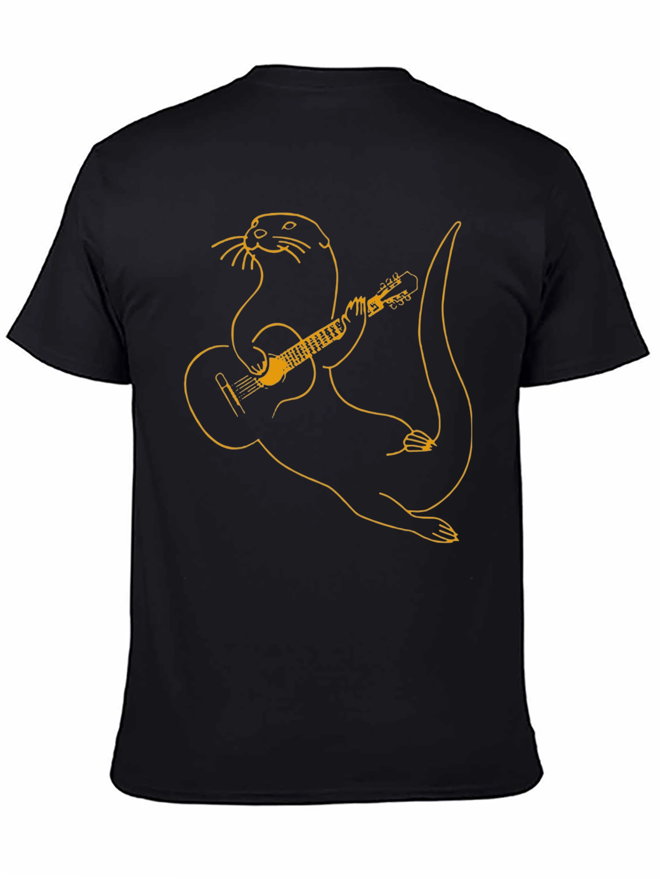 Otter Playing Guitar Graphic Tee - Black T-Shirt