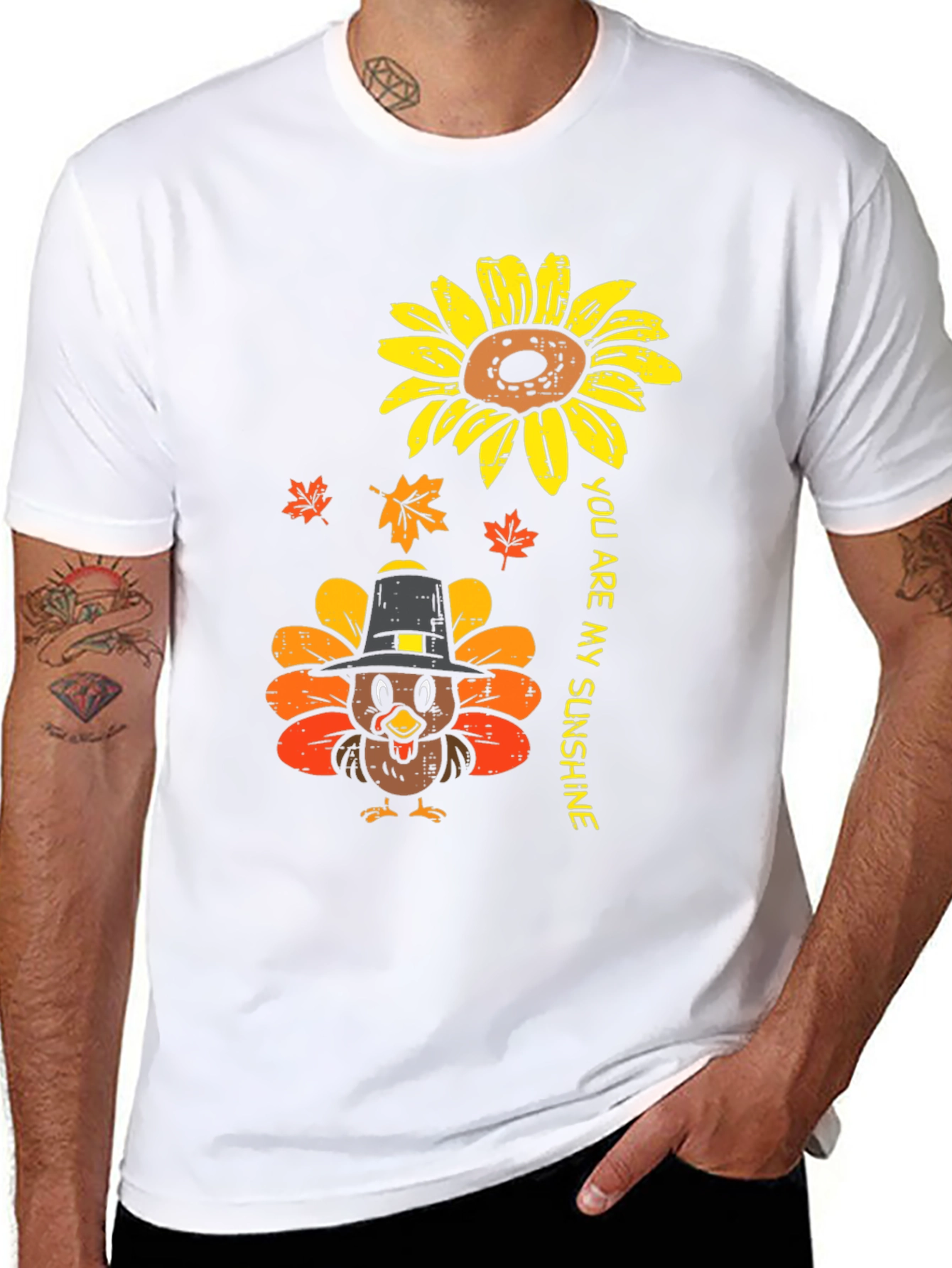 Thanksgiving Turkey Sunflower Graphic Tee