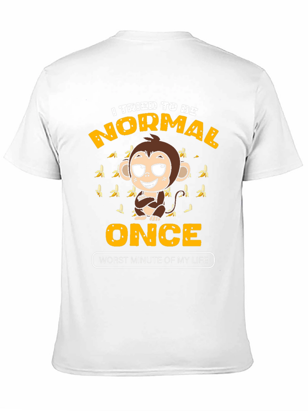 Funny Monkey Normal Once Mens Black Graphic T-Shirt