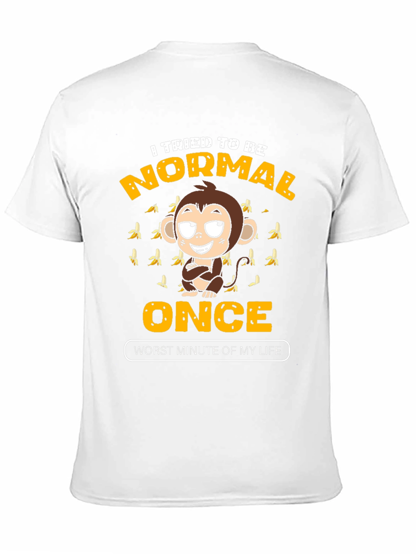 Funny Monkey Normal Once Mens Black Graphic T-Shirt