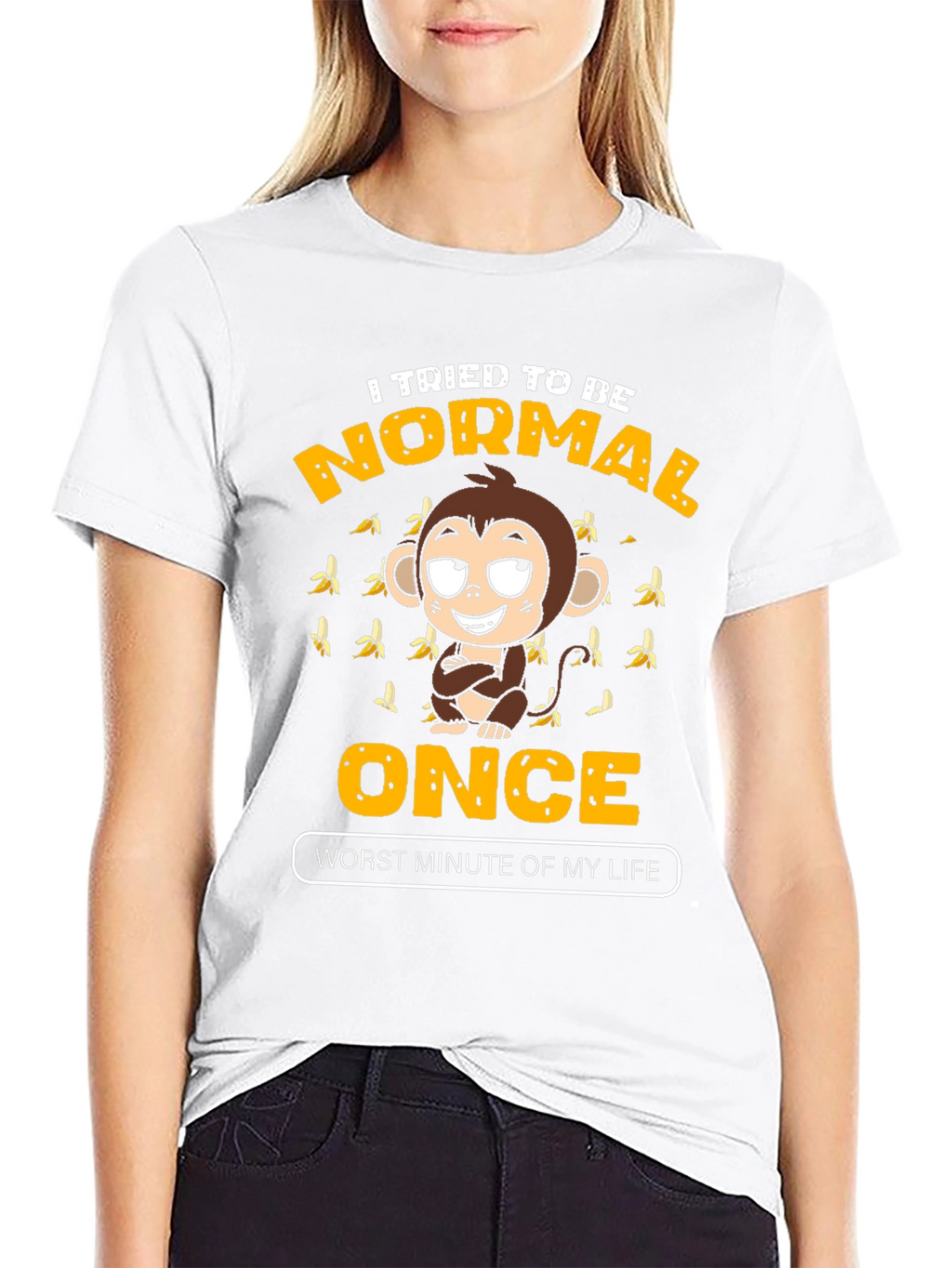 Funny Monkey Normal Once Mens Black Graphic T-Shirt