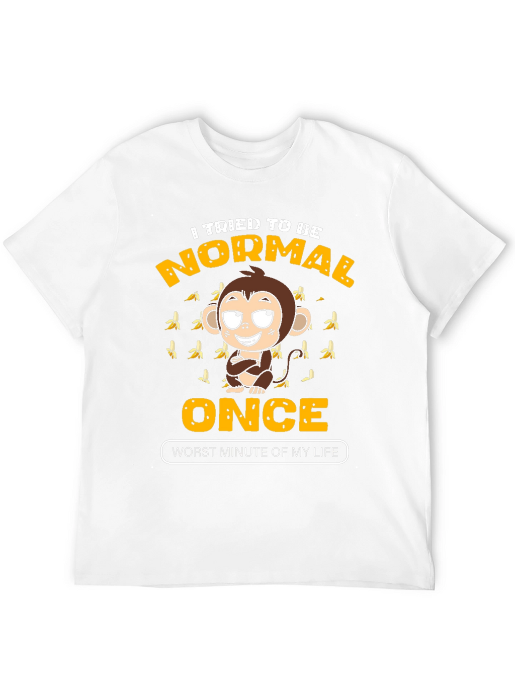 Funny Monkey Normal Once Mens Black Graphic T-Shirt