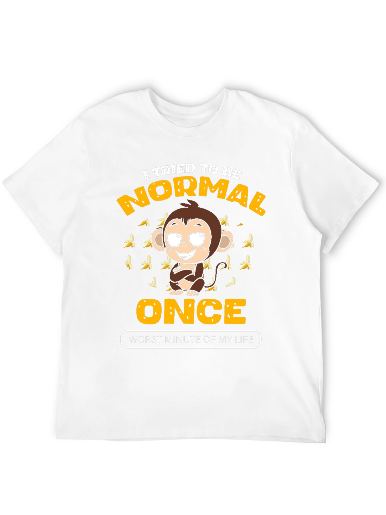 Funny Monkey Normal Once Mens Black Graphic T-Shirt